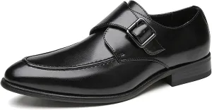 Single Season Dress Oxford for Men Slip On Monk Strap Apron Toe Burnished Toe Vegan Leather Rubber Sole Non Slip Low Top Anti-Slip Casual Very Popular Among Young People (Color : Black,