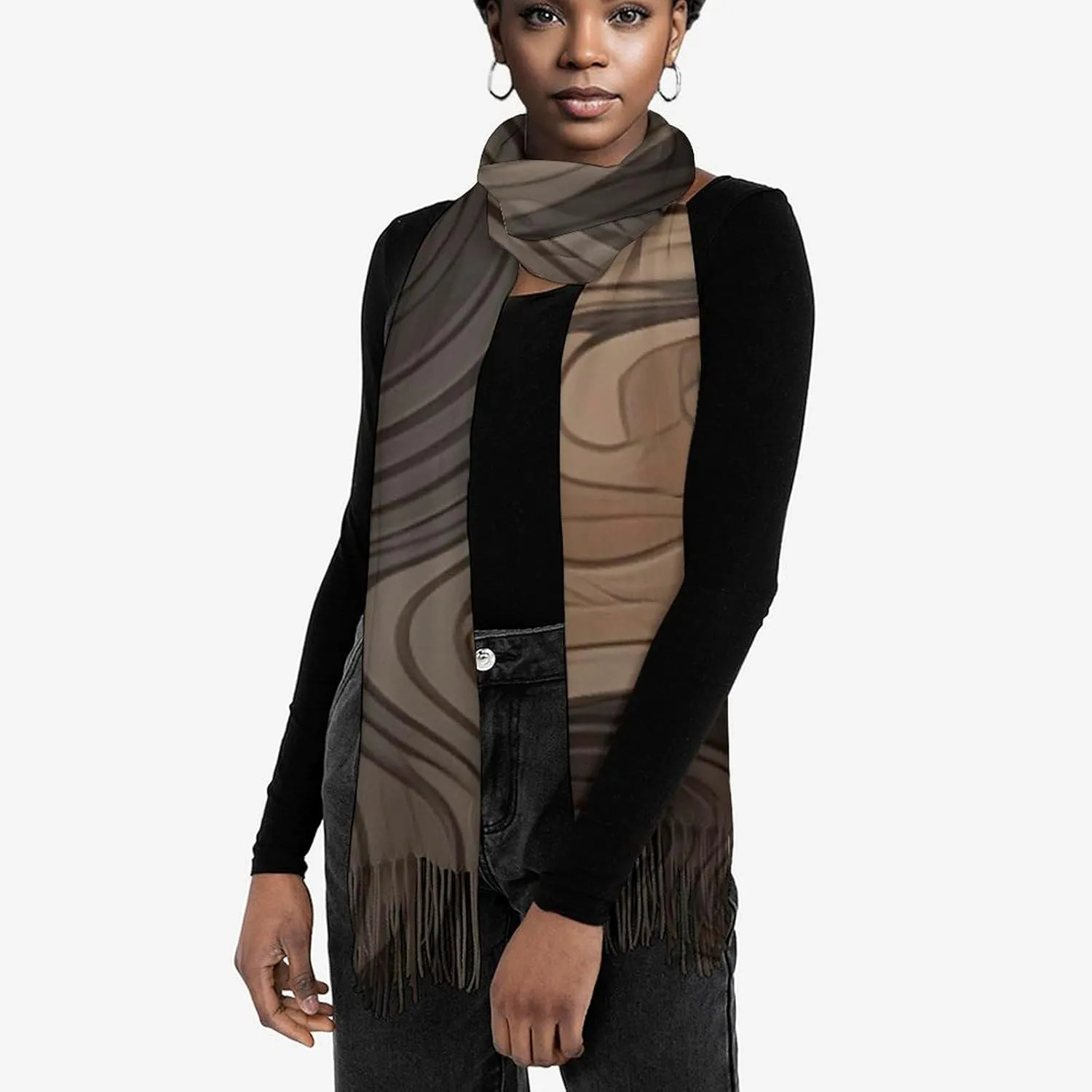 Sketch Style Vegetables Scarf for Women Warm Soft Scarves Fashion Fringed Shawl Casual Tassel Blanket Scarf