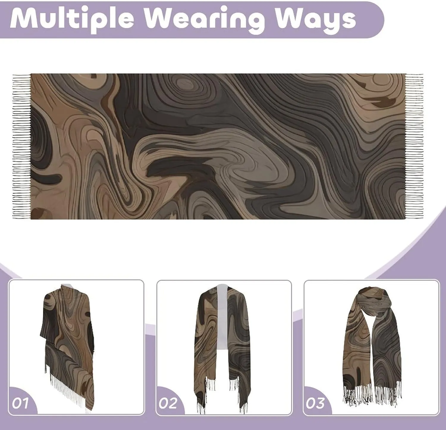 Sketch Style Vegetables Scarf for Women Warm Soft Scarves Fashion Fringed Shawl Casual Tassel Blanket Scarf