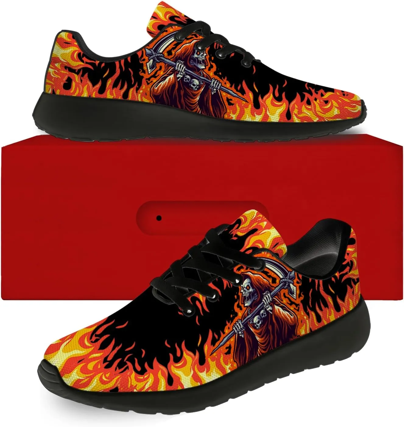 Skull Shoes for Men Women Lightweight Comfort Running Tennis Walking Sneakers Gifts for Him Her