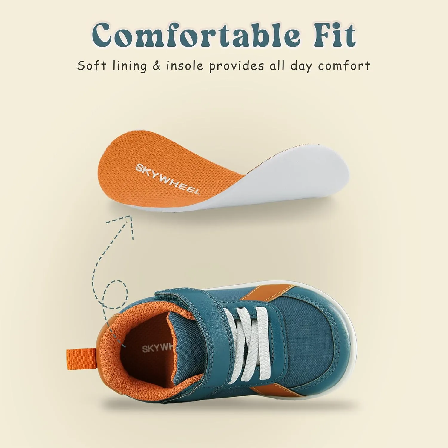 SKYWHEEL Toddler Wide Toe Box Barefoot Shoes Boys Sneakers Kids Tennis Shoes Comfort Lightweight Zero Drop Walking Shoe for Indoor/Outdoor Play