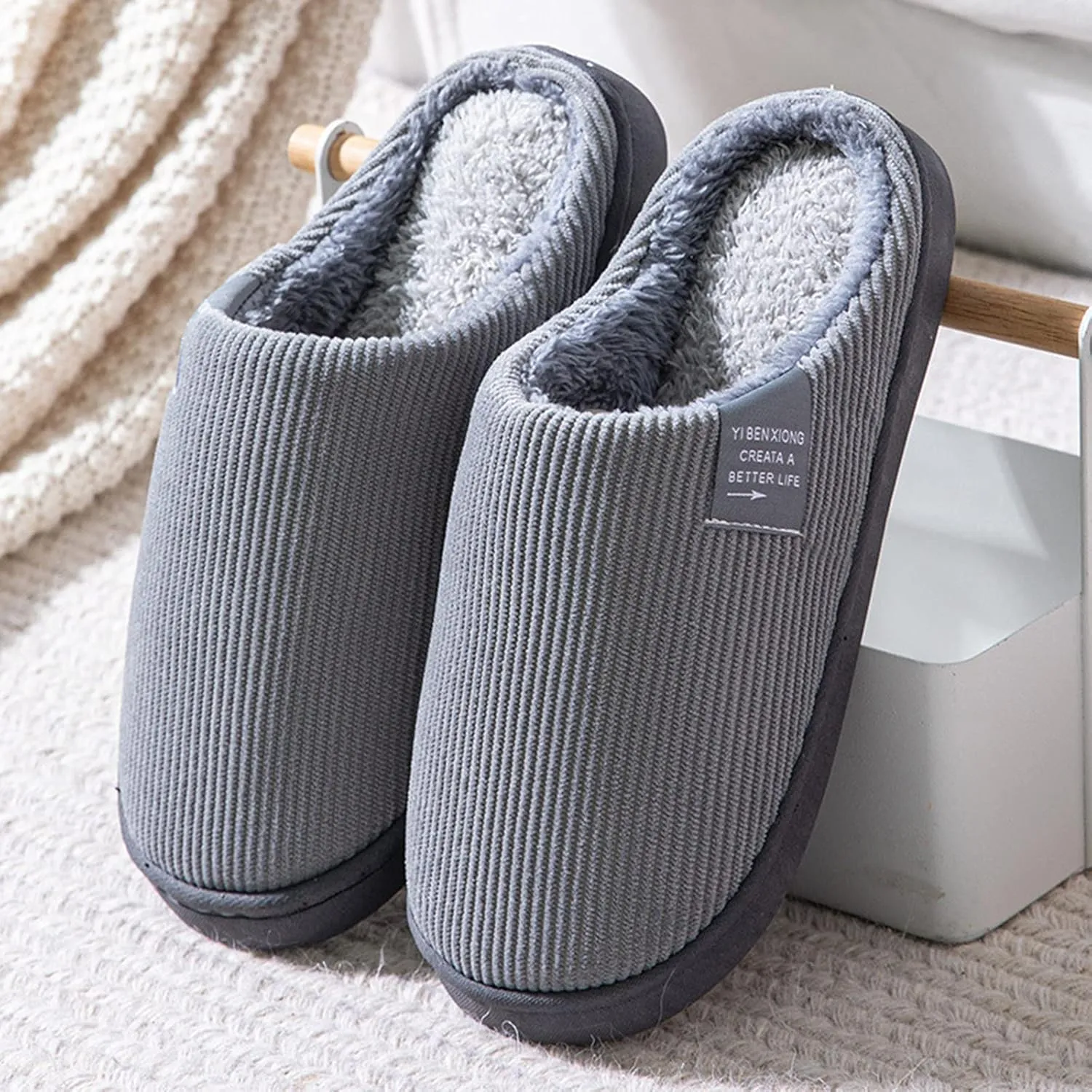 Slippers for Women Indoor Outdoor Non Slip Women House Shoes with Support Winter Slippers for Men Black Warm Slippers for Women Cute Ugly Christmas Sweater for Women Gifts for Husband 2023
