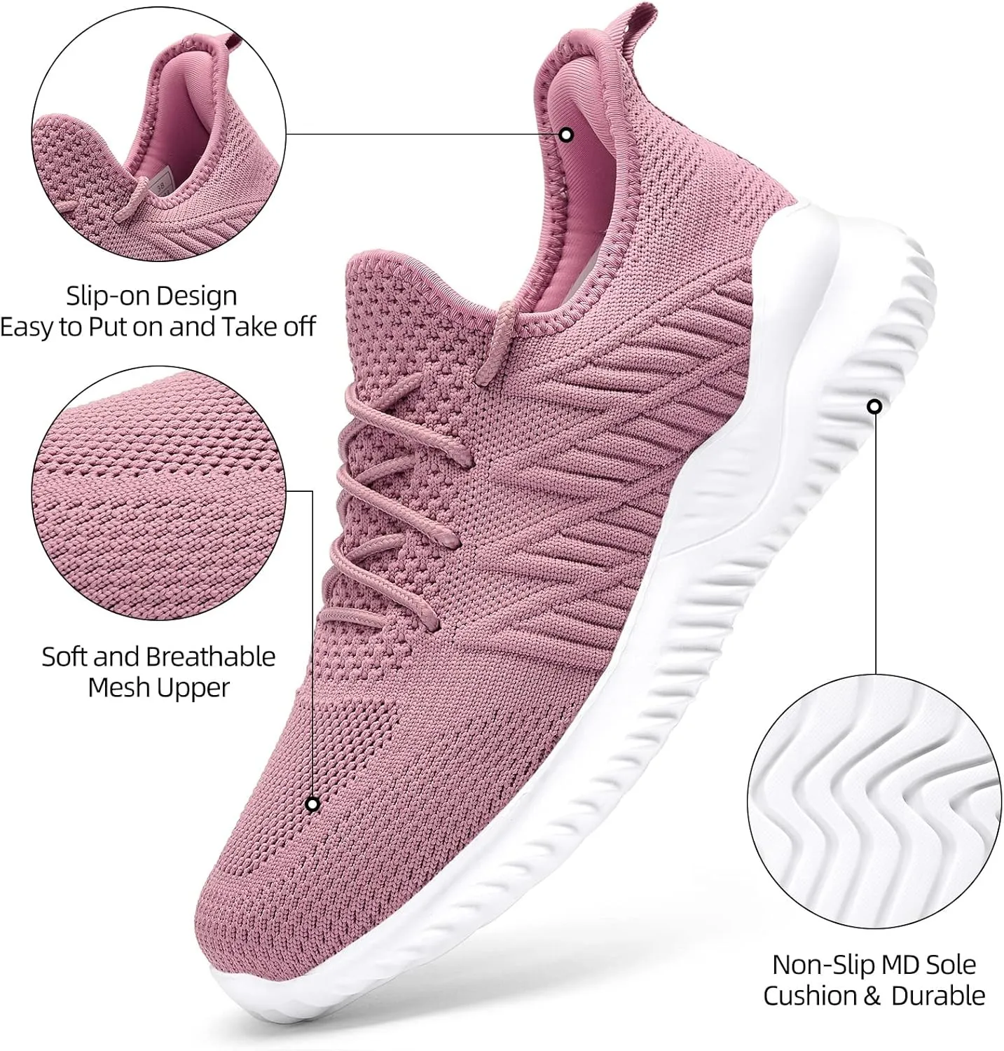 Slow Man Womens Walking Tennis Shoes Fashion Slip on Comfortable Lightweight Memory Foam Athletic Casual Sneakers for Running Gym Workout Nurse