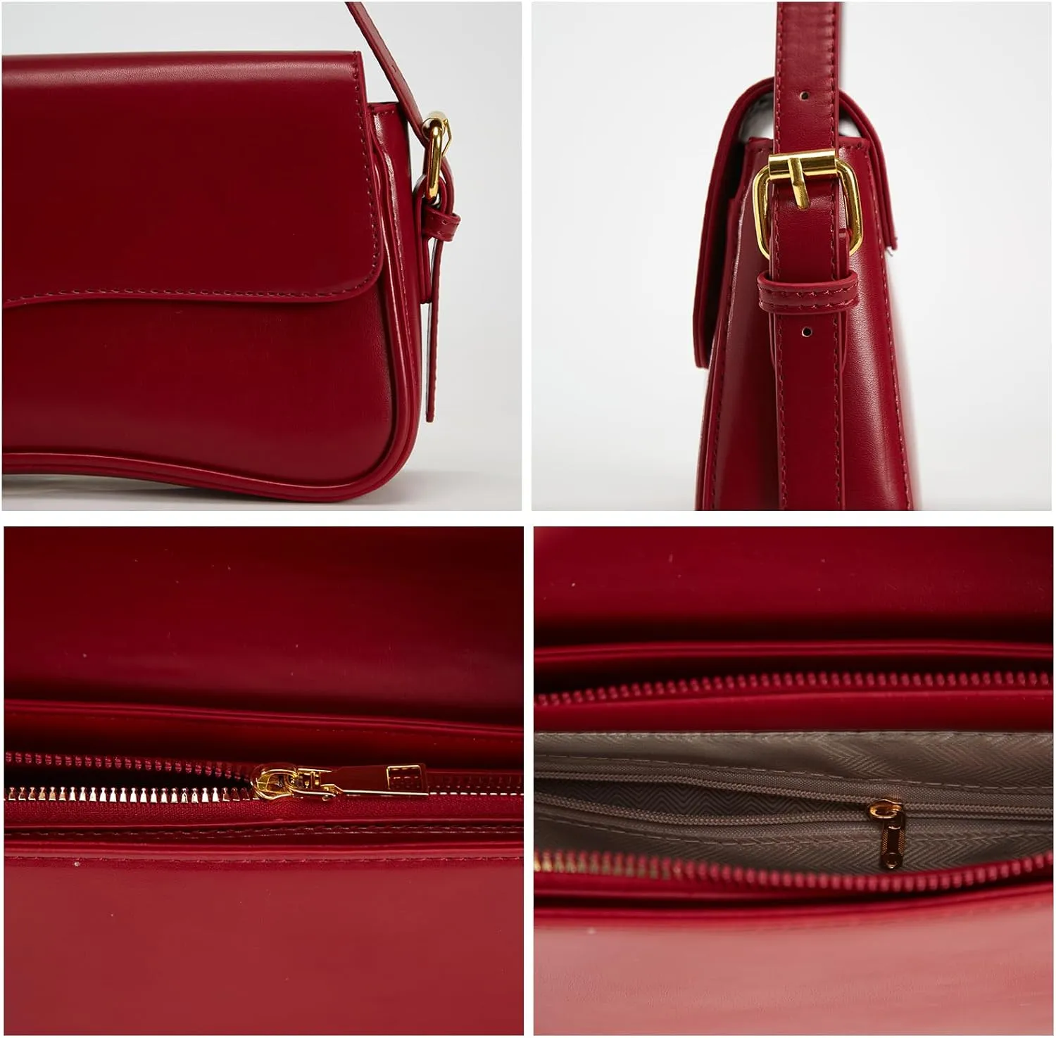 Small Shoulder Bags for Women,Crossbody Purses,Retro Vegan Leather Tote Handbag, Clutch Hobo Purse with Zipper