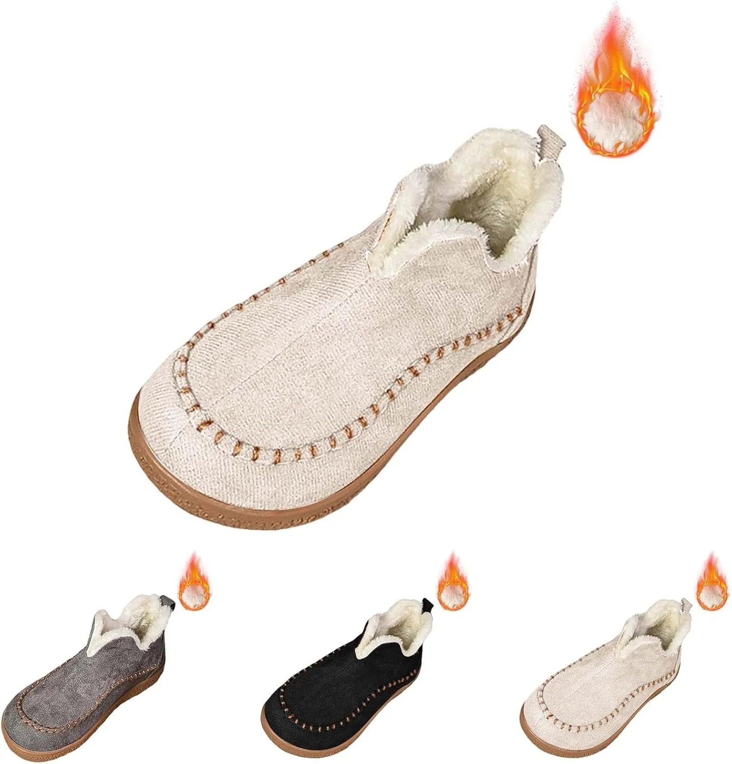 Snow Shoes For Men Non-Slip aterproof Plush Lined Ankle Booties Winter Walking Shoes For Men Slip On Shoes