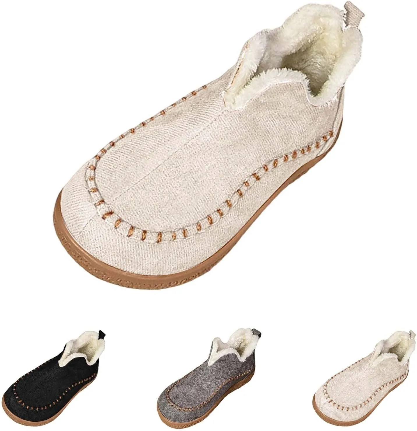 Snow Shoes For Men Non-Slip aterproof Plush Lined Ankle Booties Winter Walking Shoes For Men Slip On Shoes
