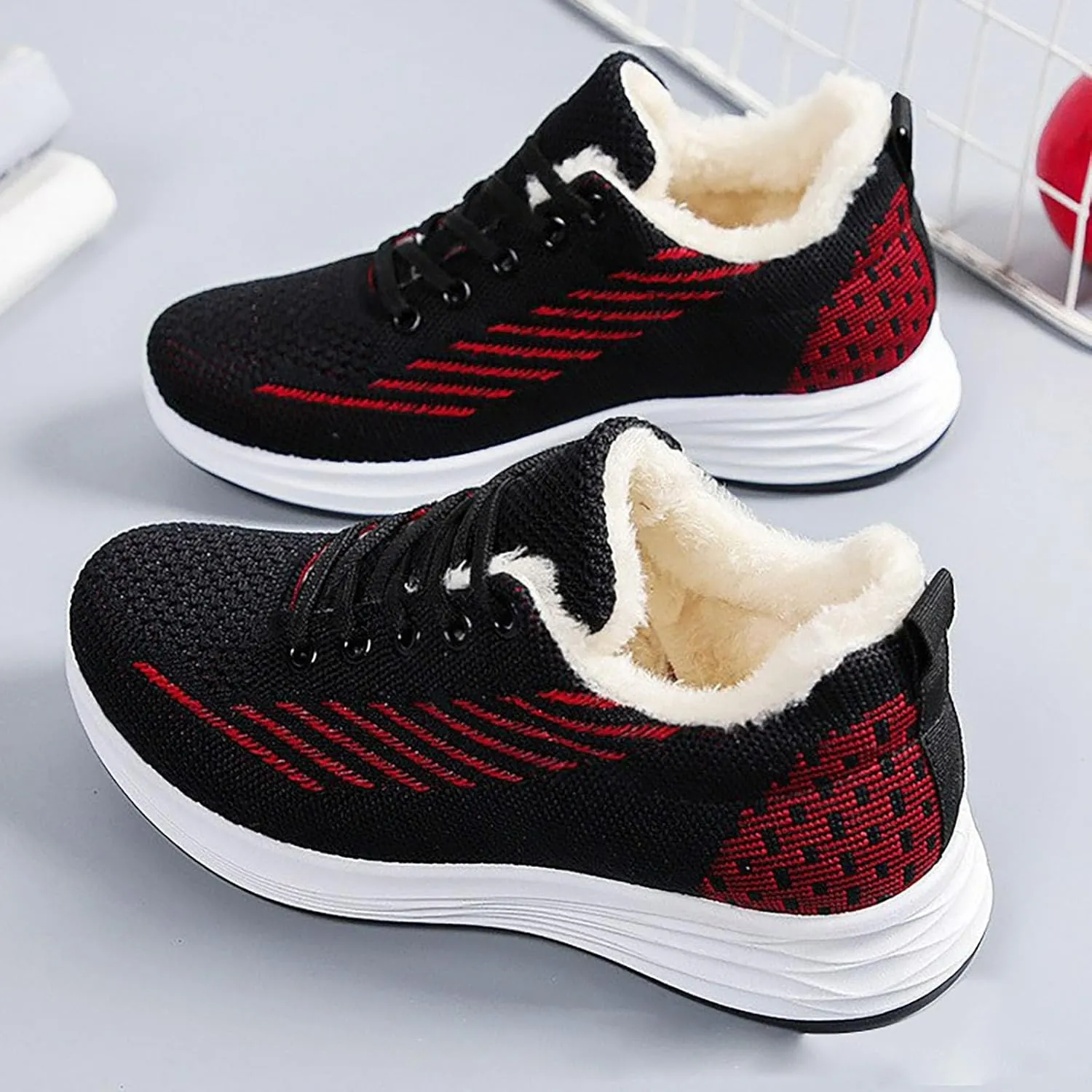 Snow Shoes for Men Plush Lined Lac Up Walking Sneaker Mesh Lightweight Casual Sneaker Hiking Shoes for Men