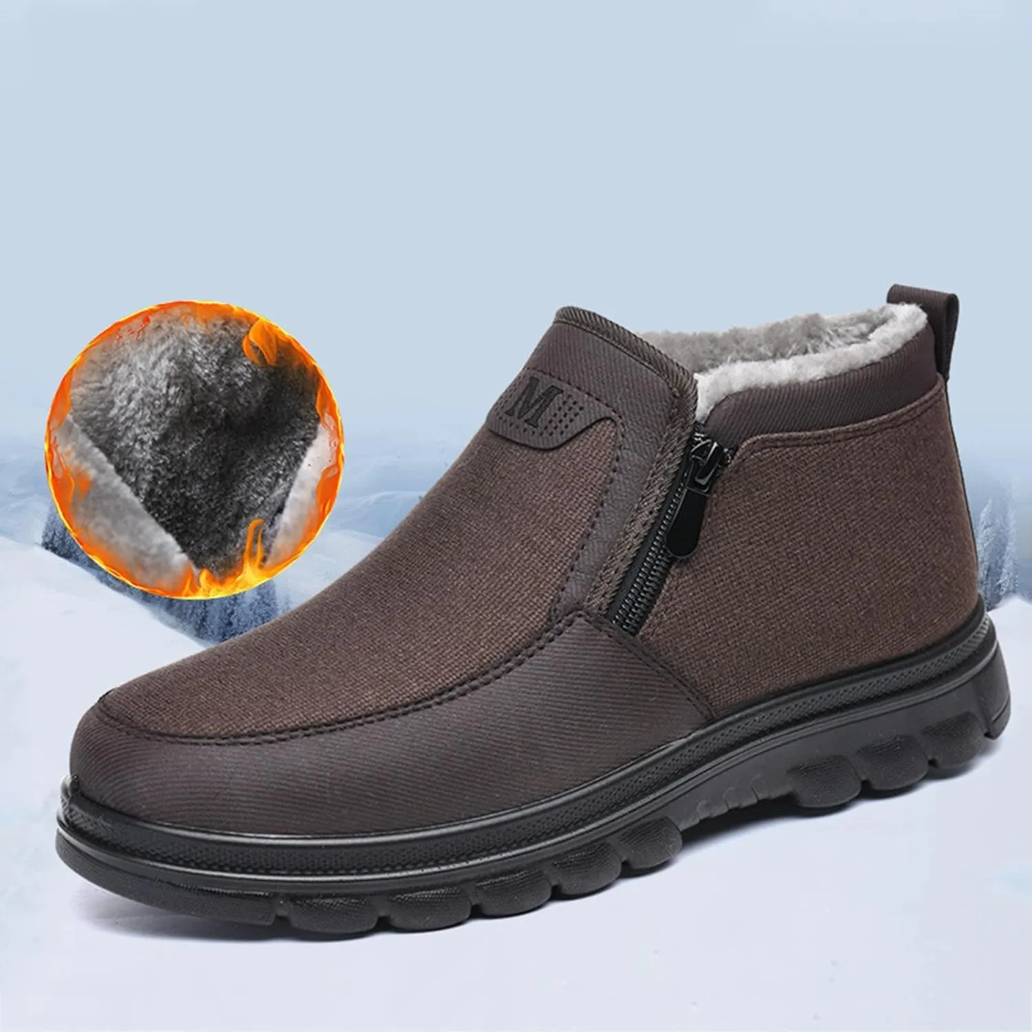 Snow Shoes For Men Plush Lined Side Zipper Walking Shoes Pull-on Hiking Boots Women aterproof Soft Casual Shoes