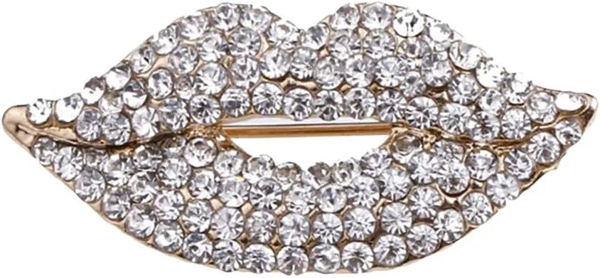 Snowflake And Brooches Lip Fashion Jewelry Sexy Mouth Red Pin Women Brooch Brooches with Rhinestones