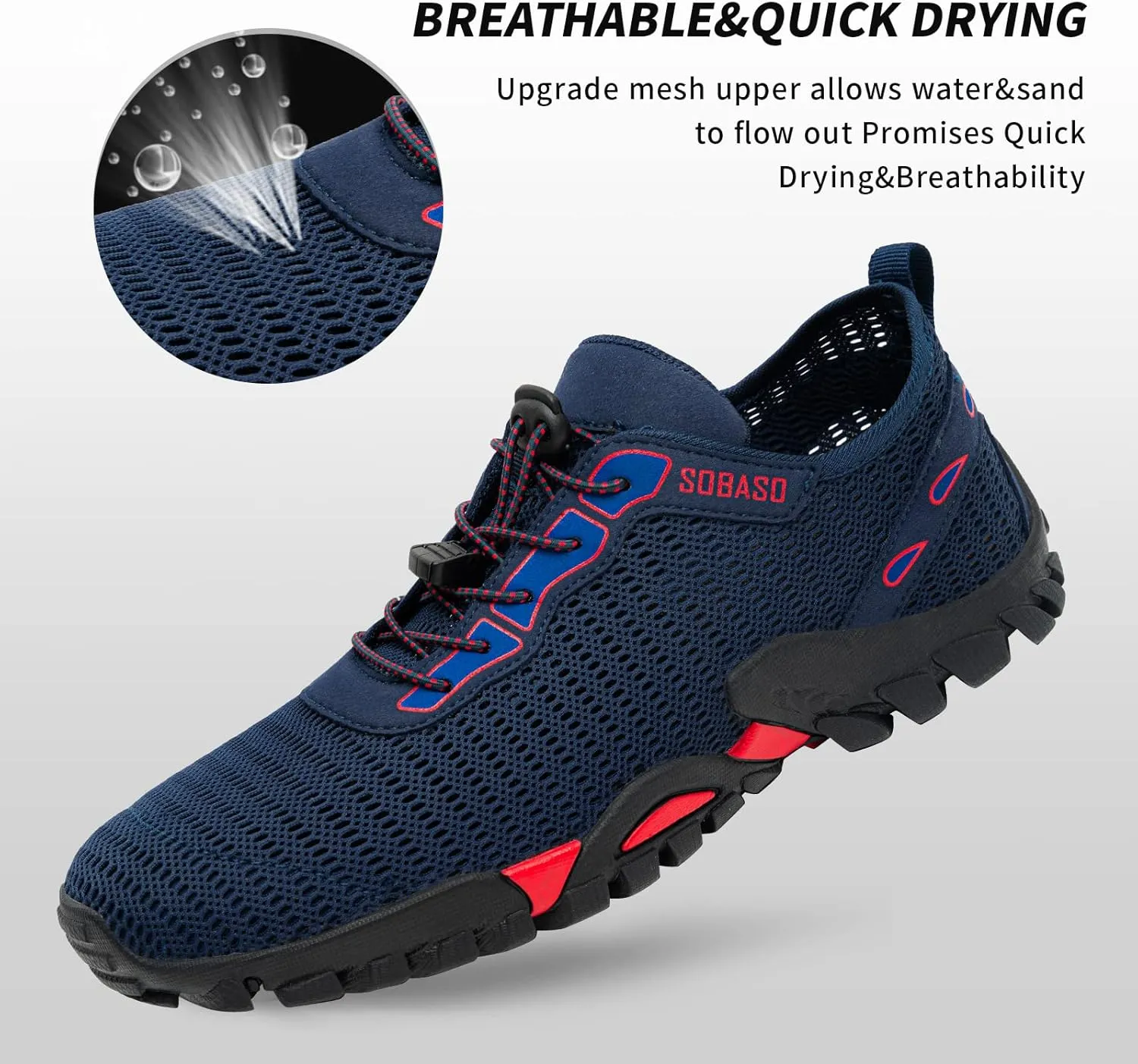 SOBASO Water Shoes Women Men Quick Drying Swim Beach Aqua Shoes for Water Sport Diving Hiking Sailing Travel
