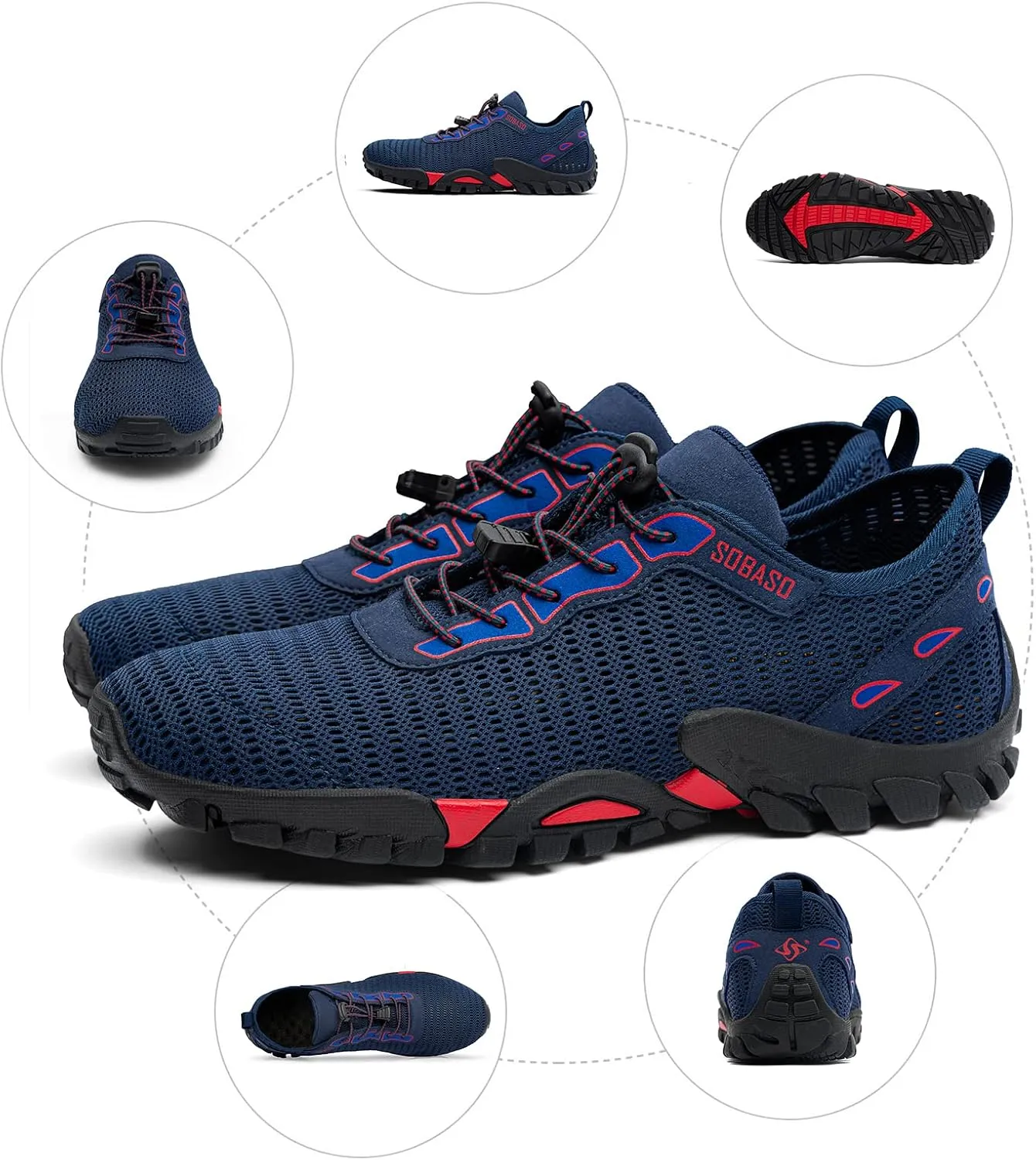 SOBASO Water Shoes Women Men Quick Drying Swim Beach Aqua Shoes for Water Sport Diving Hiking Sailing Travel