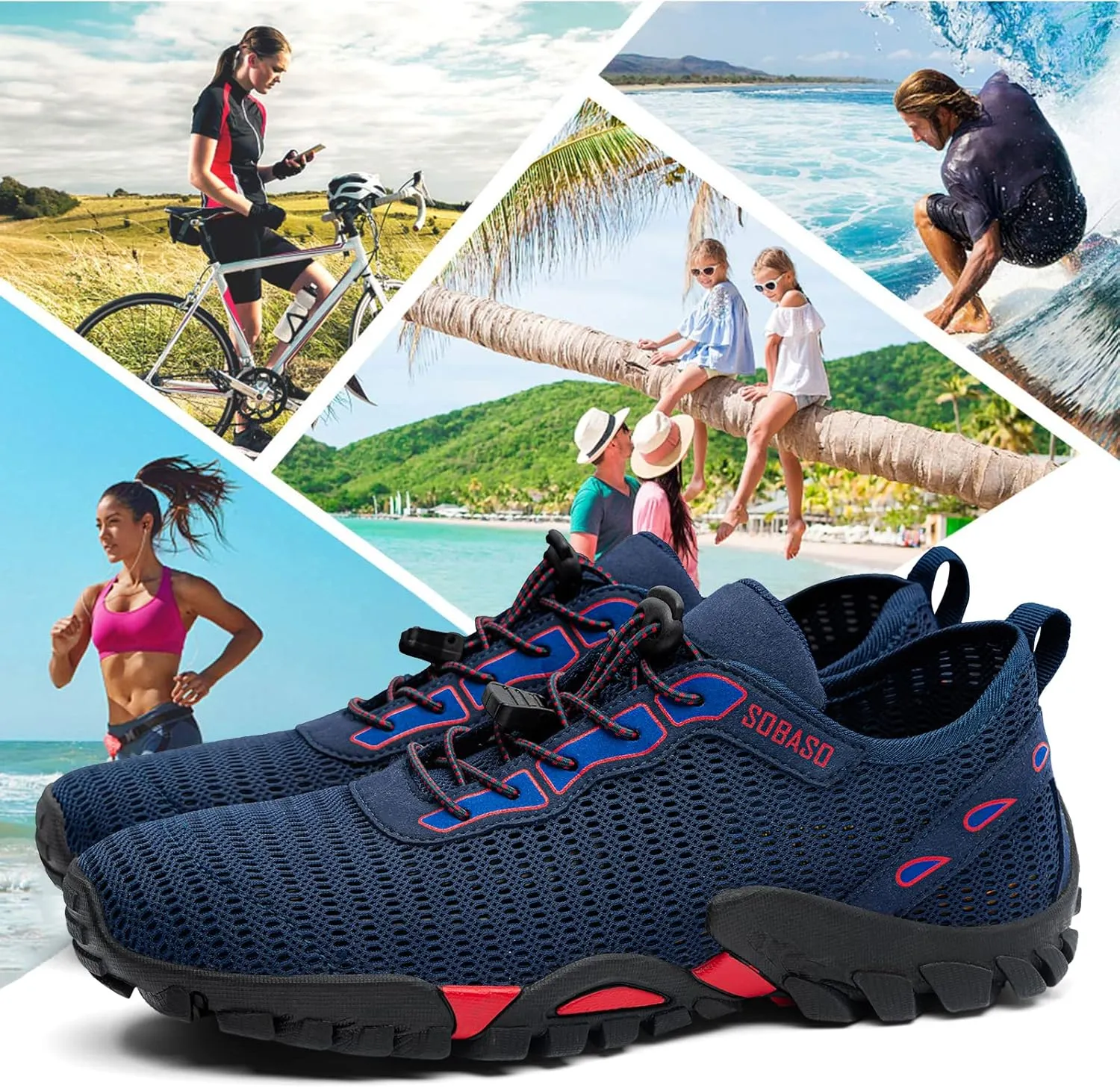 SOBASO Water Shoes Women Men Quick Drying Swim Beach Aqua Shoes for Water Sport Diving Hiking Sailing Travel