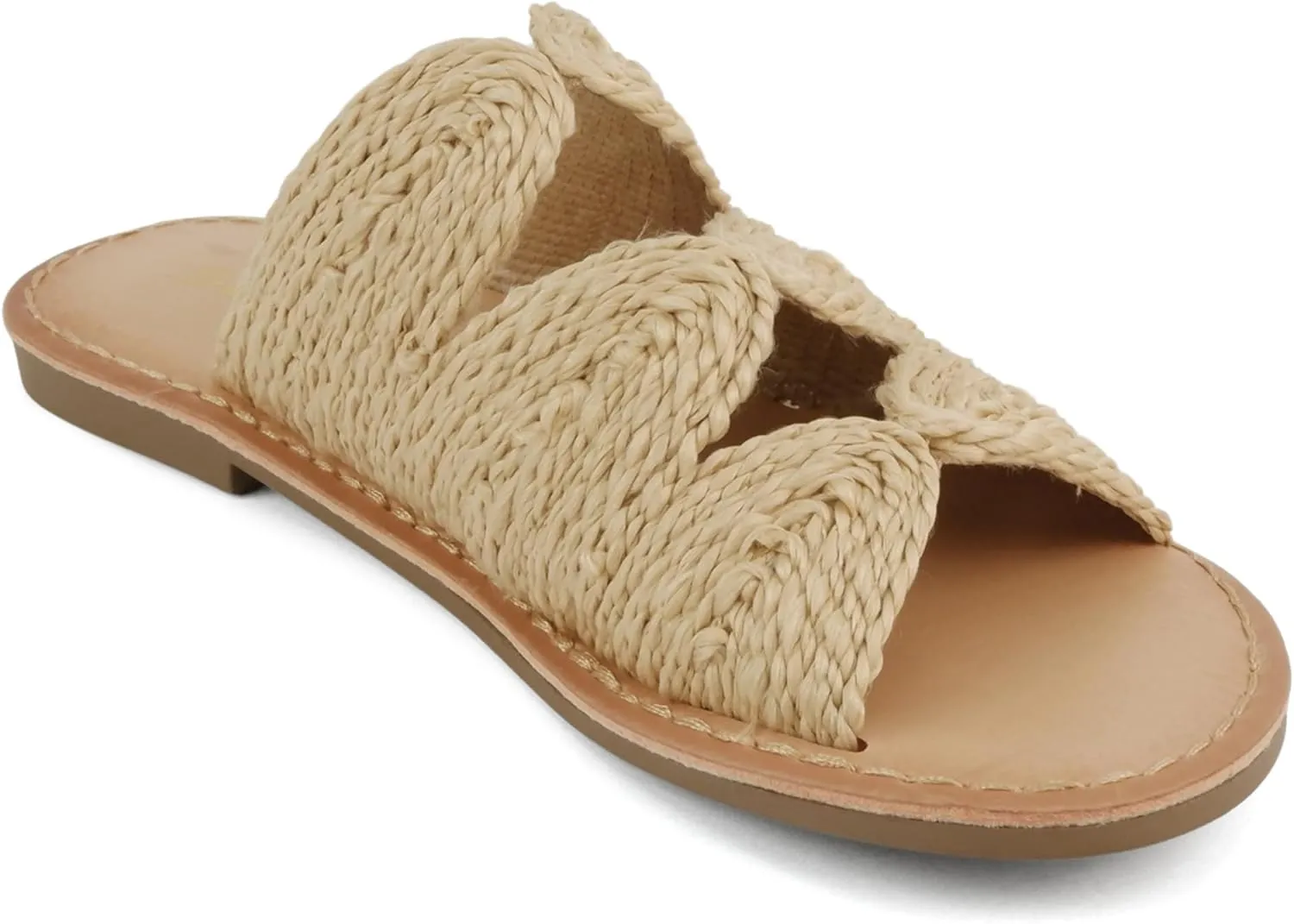 Soda Takes ~ Women Open Toe Raffia Flat Sandals