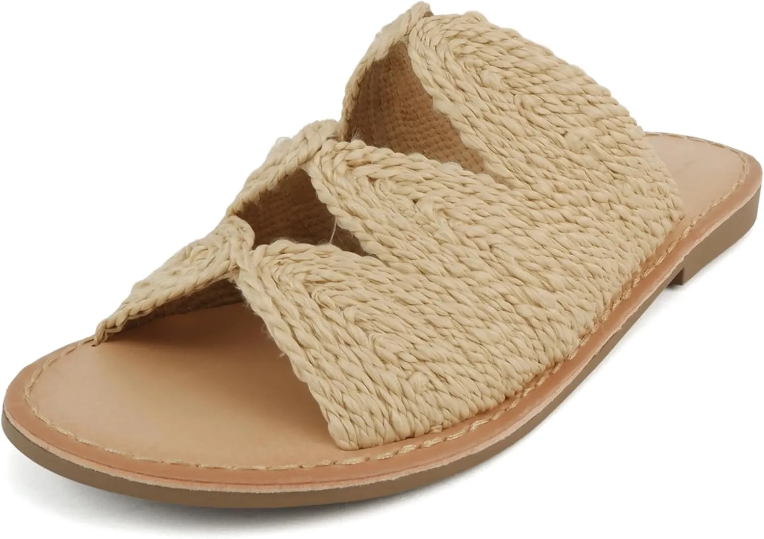 Soda Takes ~ Women Open Toe Raffia Flat Sandals
