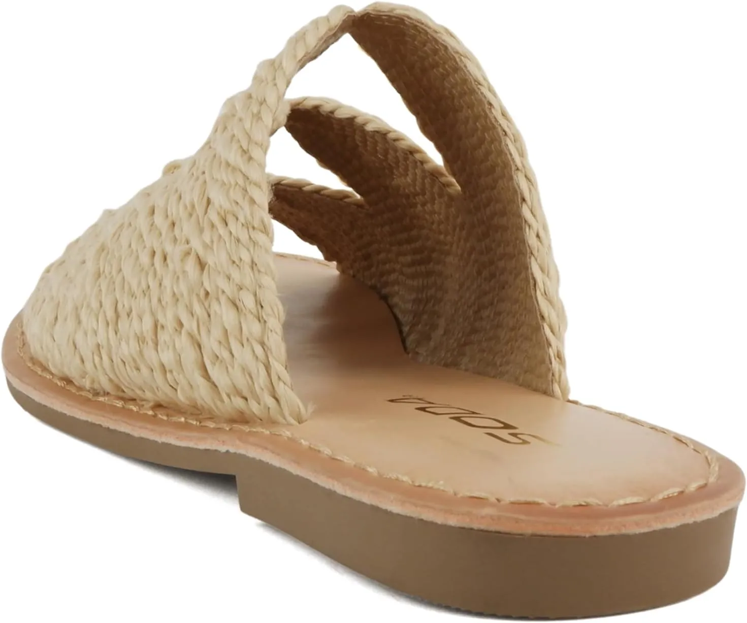 Soda Takes ~ Women Open Toe Raffia Flat Sandals