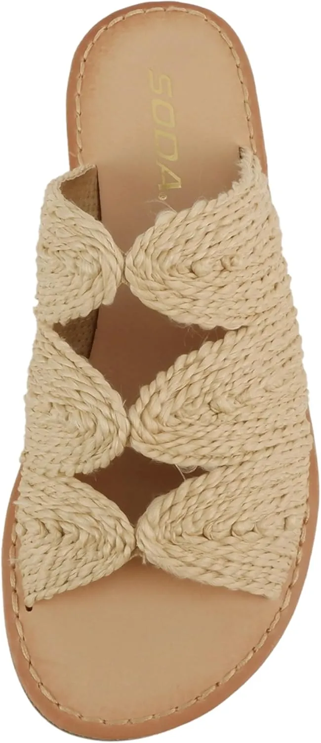 Soda Takes ~ Women Open Toe Raffia Flat Sandals