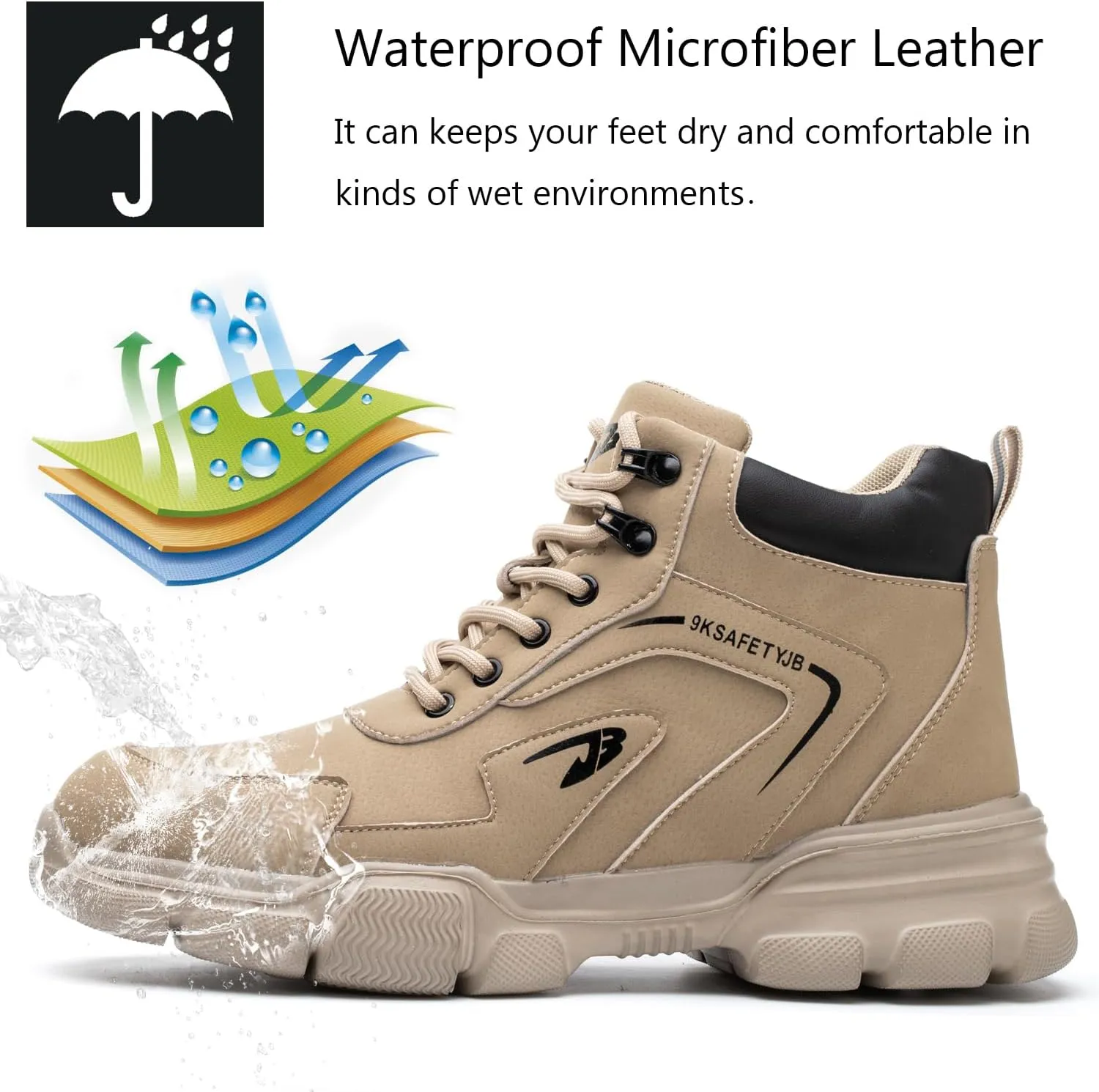 Steel Toe Boots for Men Waterproof Safety Shoes Lightweight Slip Resistant Construction Work Boots Hiking Boots