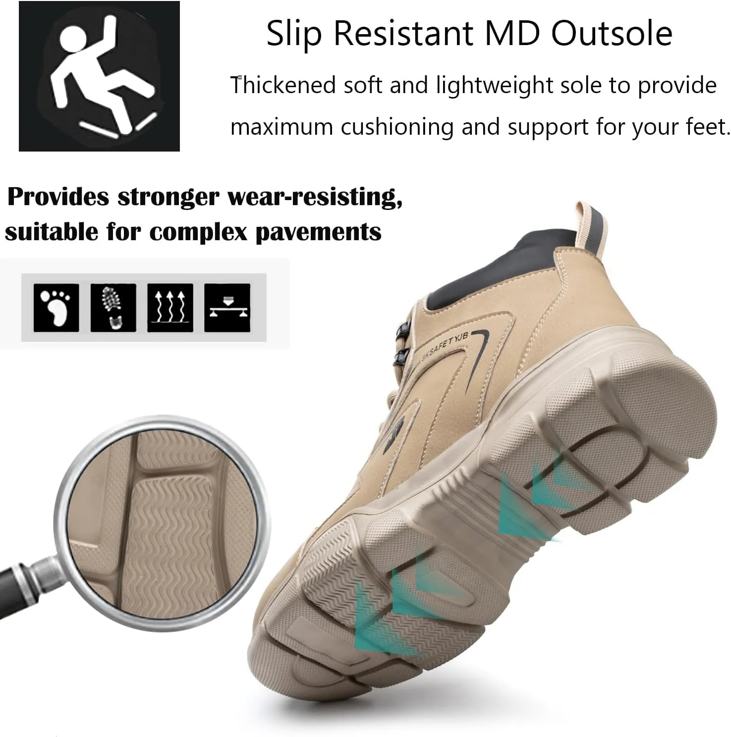 Steel Toe Boots for Men Waterproof Safety Shoes Lightweight Slip Resistant Construction Work Boots Hiking Boots