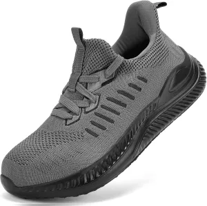 Steel Toe Shoes for Men Slip On Work Sneakers Lightweight Comfort Cushioning Walking Tennis Safety Shoes Puncture Proof