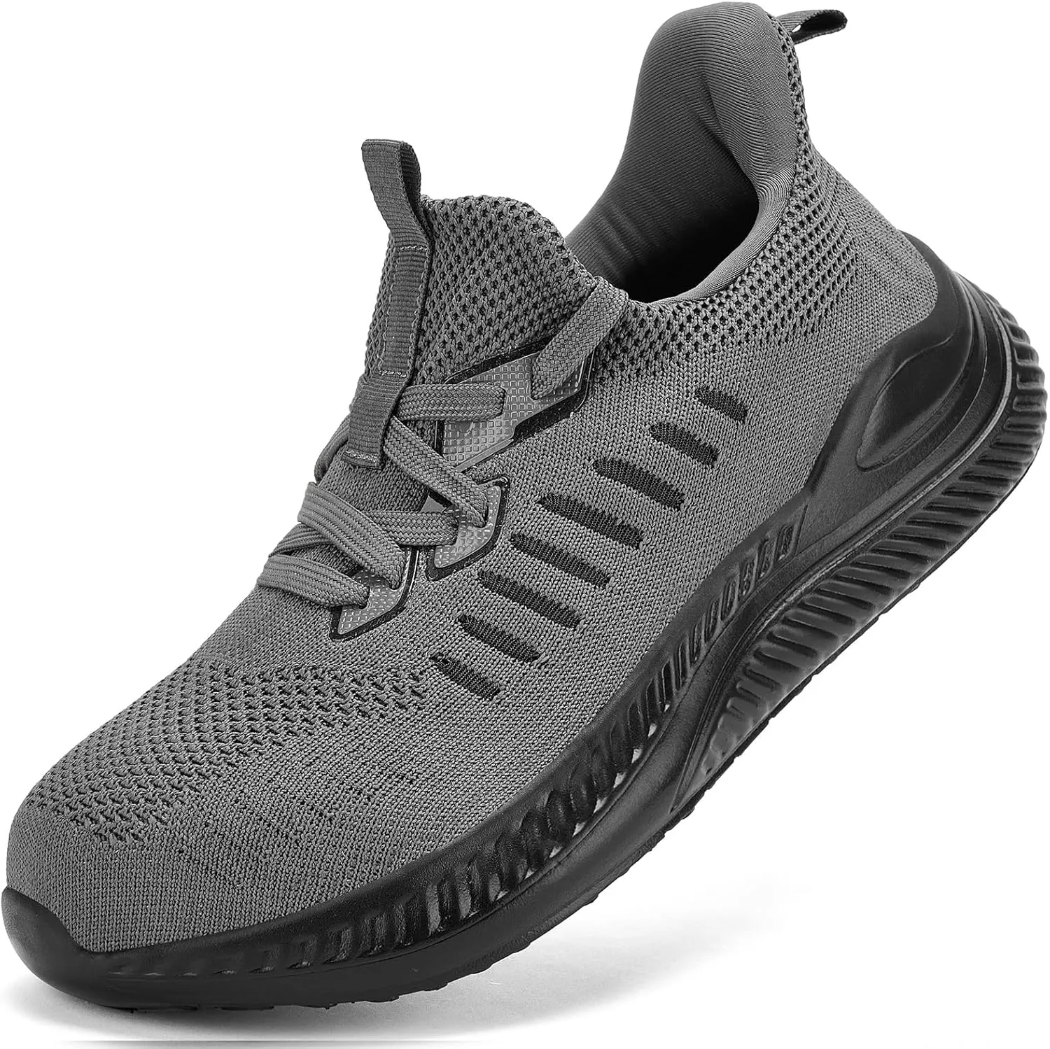 Steel Toe Shoes for Men Slip On Work Sneakers Lightweight Comfort Cushioning Walking Tennis Safety Shoes Puncture Proof