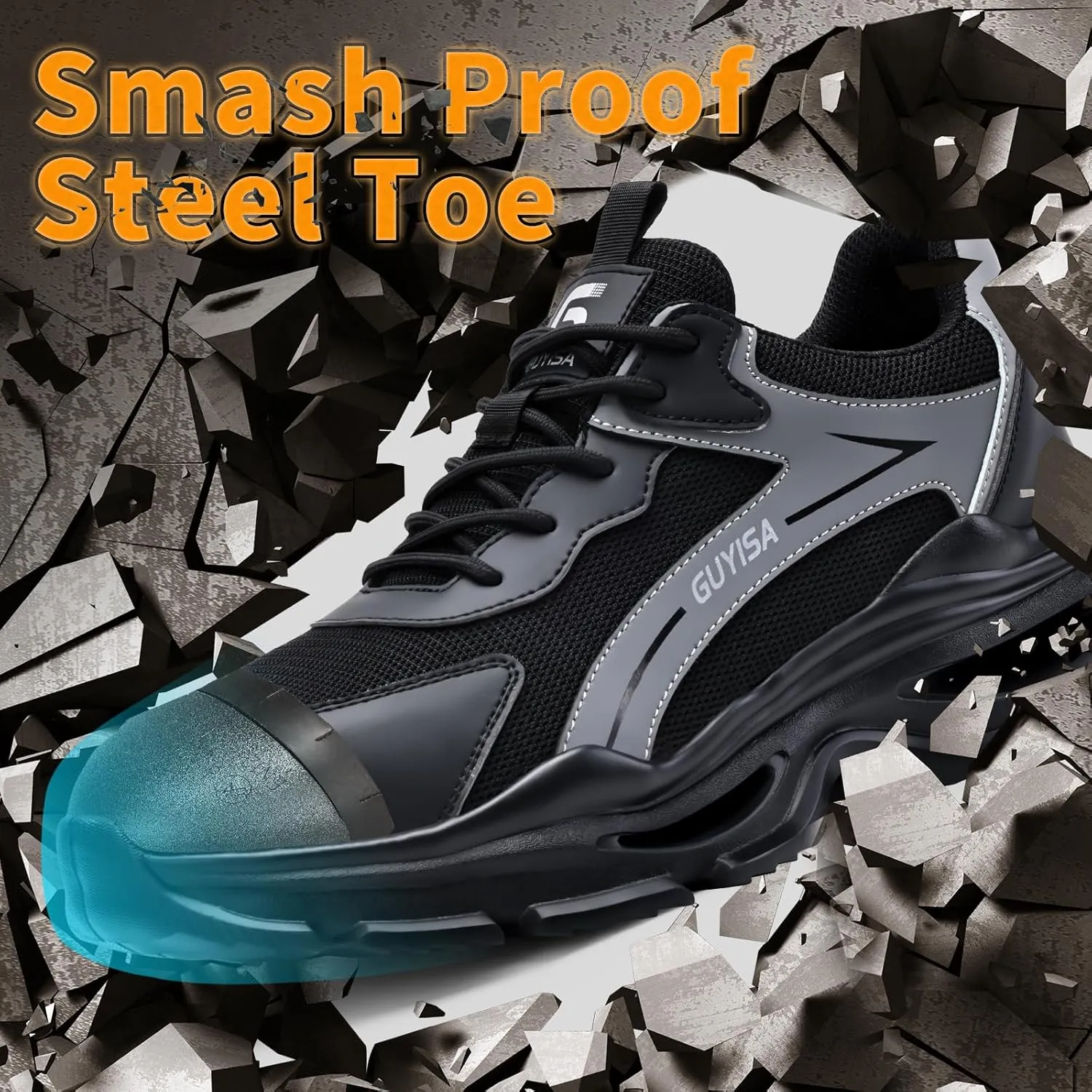 Steel Toe Shoes for Men Women Lightweight Work Shoes Comfortable Steel Toe Sneakers Indestructible Safety Sneakers Construction Tennis Shoe Smash Puncture Proof Unisex