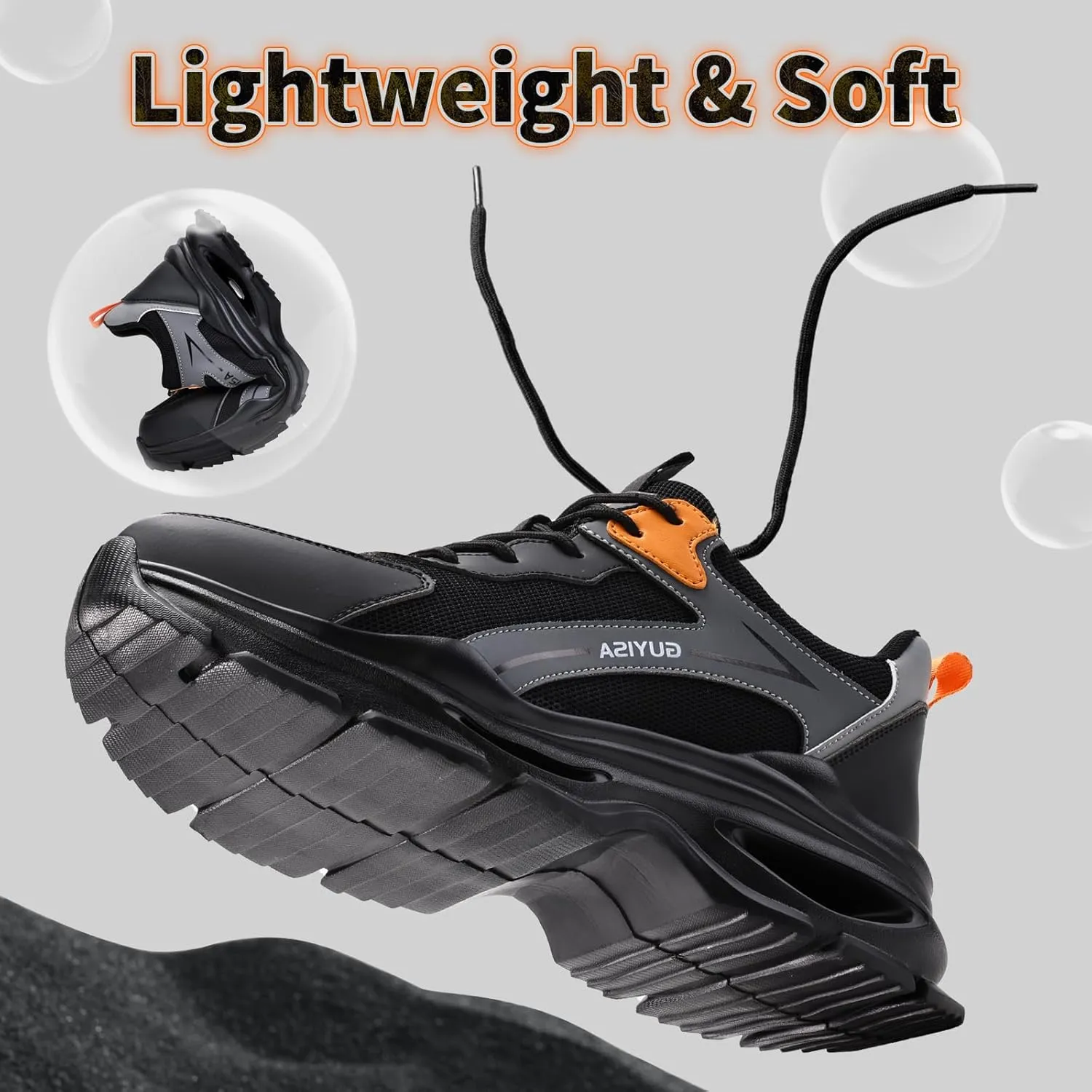 Steel Toe Shoes for Men Women Lightweight Work Shoes Comfortable Steel Toe Sneakers Indestructible Safety Sneakers Construction Tennis Shoe Smash Puncture Proof Unisex