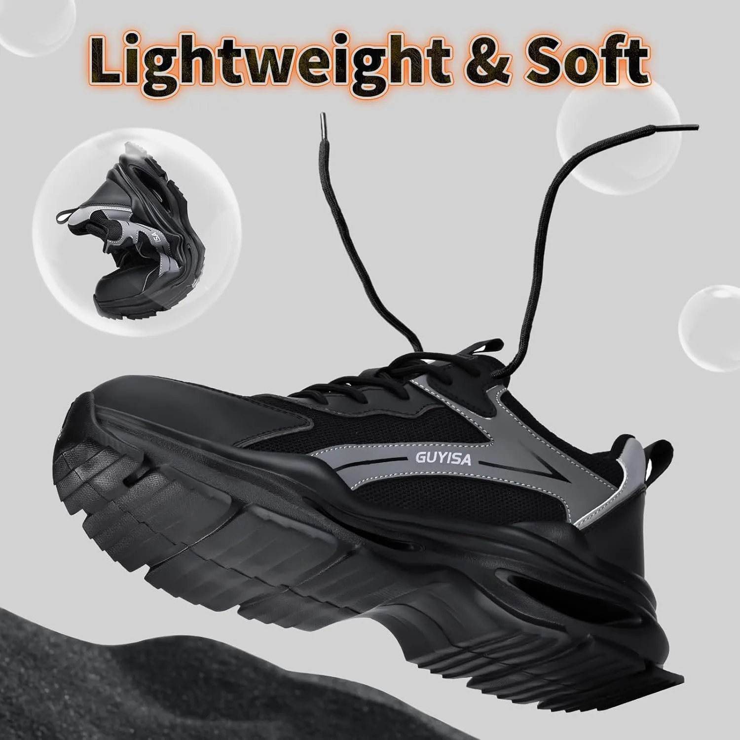 Steel Toe Shoes for Men Women Lightweight Work Shoes Comfortable Steel Toe Sneakers Indestructible Safety Sneakers Construction Tennis Shoe Smash Puncture Proof Unisex