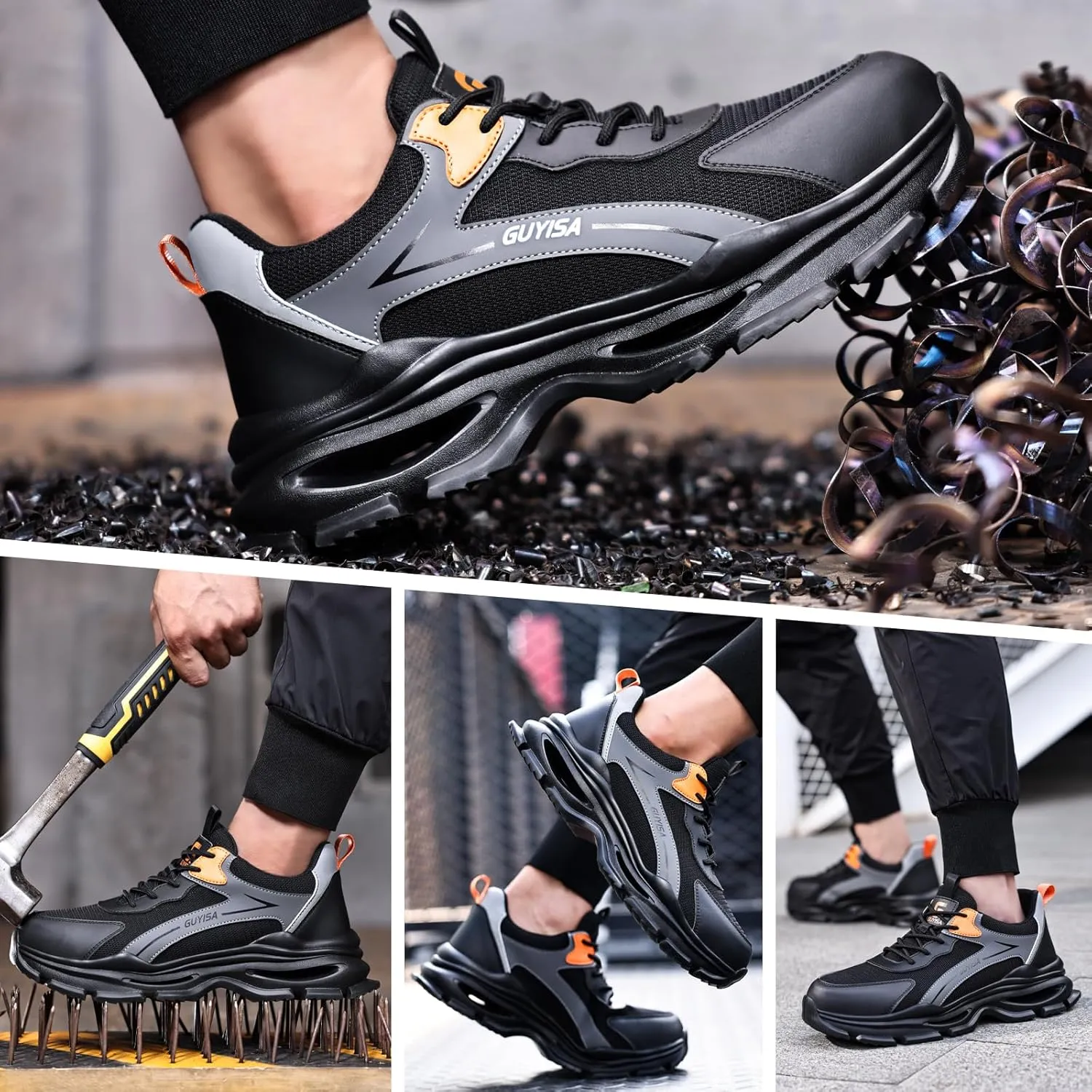 Steel Toe Shoes for Men Women Lightweight Work Shoes Comfortable Steel Toe Sneakers Indestructible Safety Sneakers Construction Tennis Shoe Smash Puncture Proof Unisex