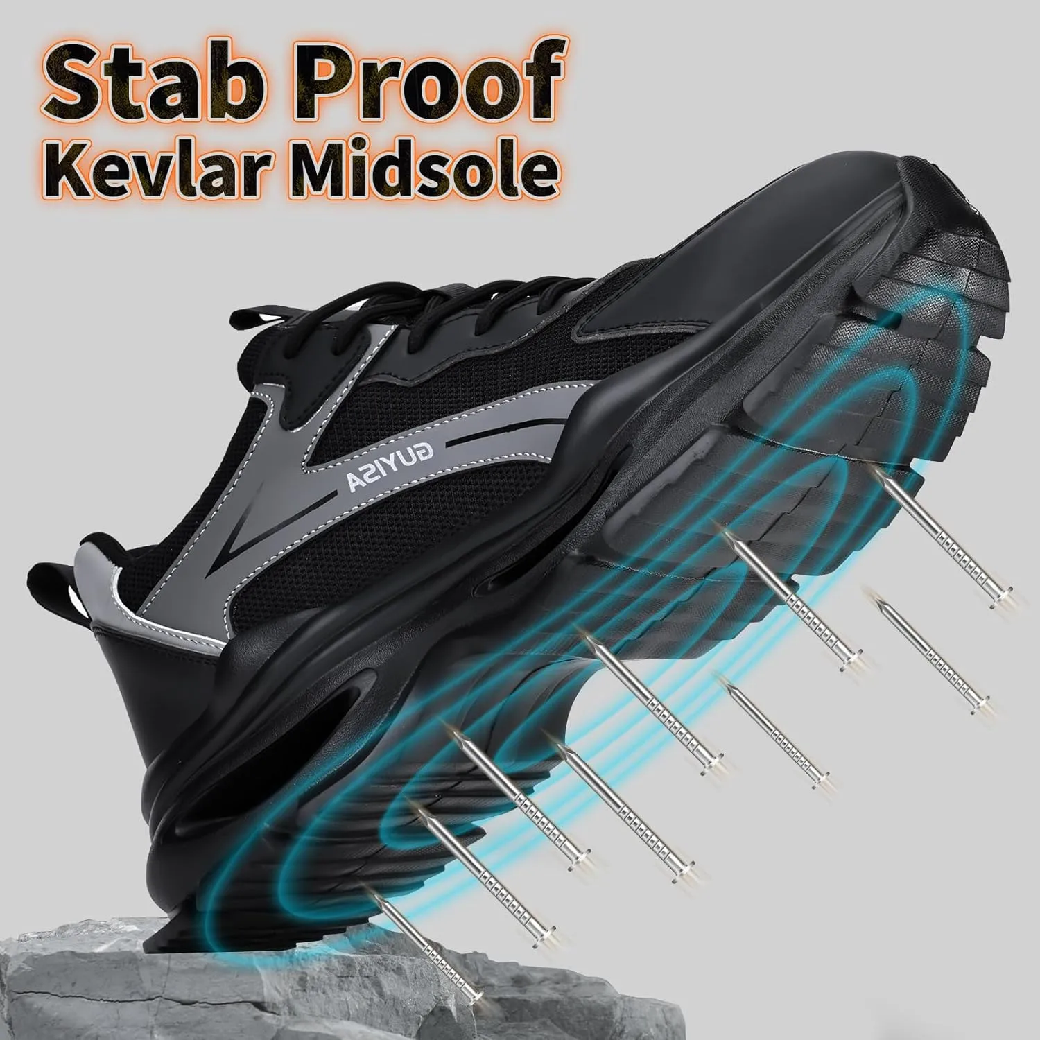 Steel Toe Shoes for Men Women Lightweight Work Shoes Comfortable Steel Toe Sneakers Indestructible Safety Sneakers Construction Tennis Shoe Smash Puncture Proof Unisex