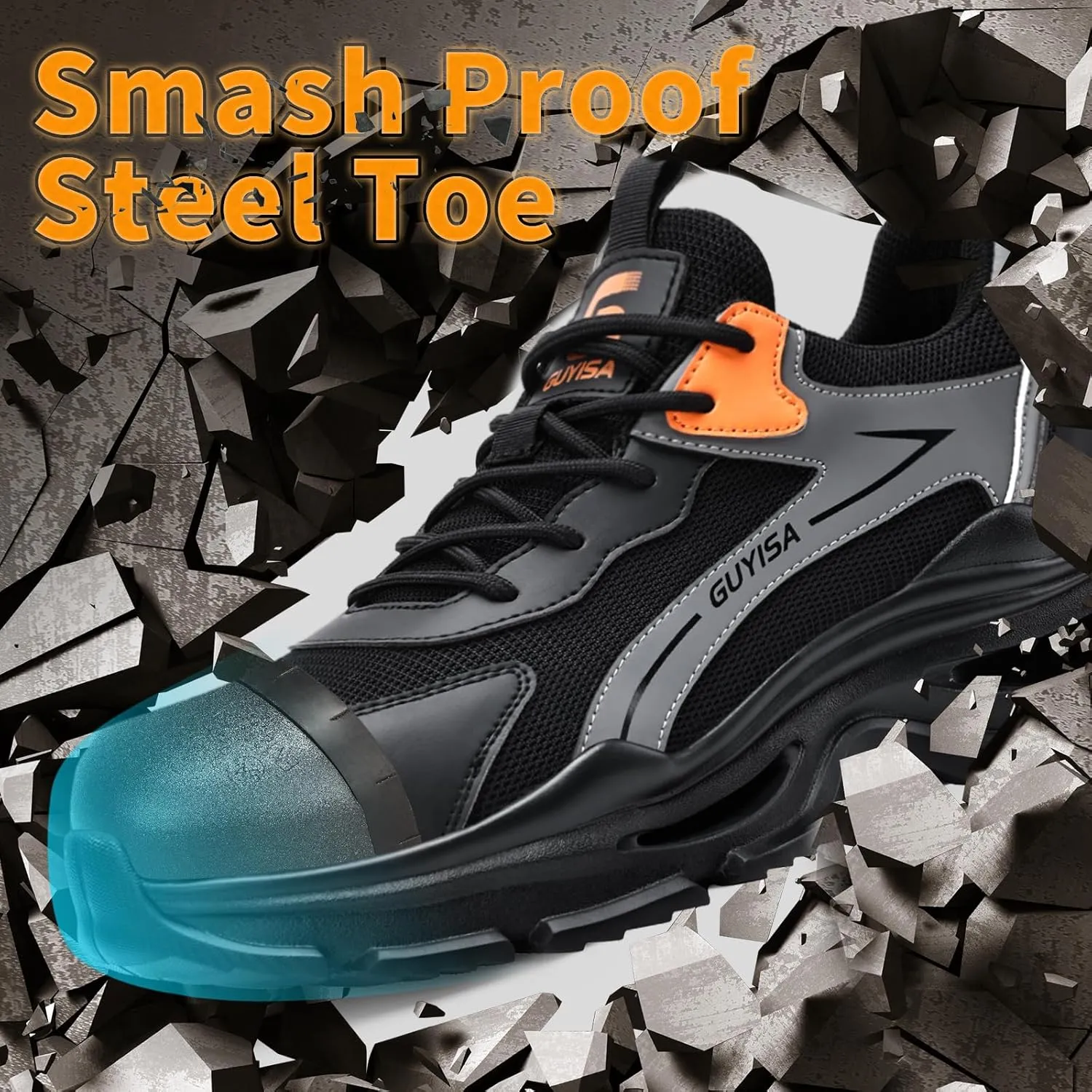 Steel Toe Shoes for Men Women Lightweight Work Shoes Comfortable Steel Toe Sneakers Indestructible Safety Sneakers Construction Tennis Shoe Smash Puncture Proof Unisex