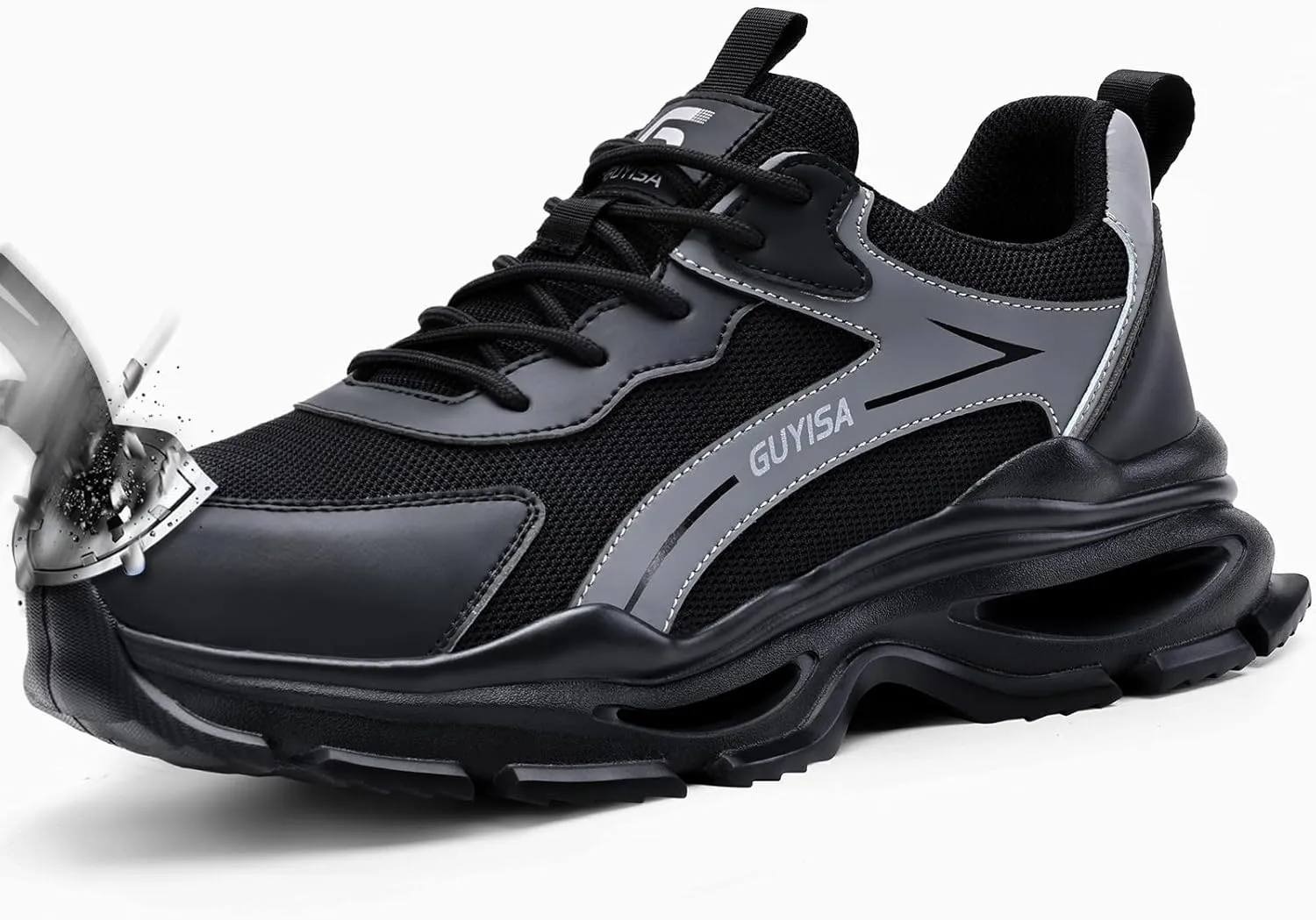 Steel Toe Shoes for Men Women Lightweight Work Shoes Comfortable Steel Toe Sneakers Indestructible Safety Sneakers Construction Tennis Shoe Smash Puncture Proof Unisex