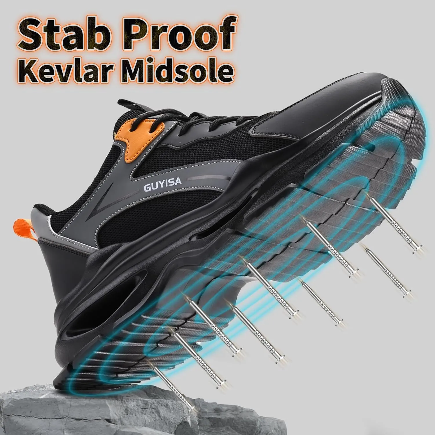 Steel Toe Shoes for Men Women Lightweight Work Shoes Comfortable Steel Toe Sneakers Indestructible Safety Sneakers Construction Tennis Shoe Smash Puncture Proof Unisex