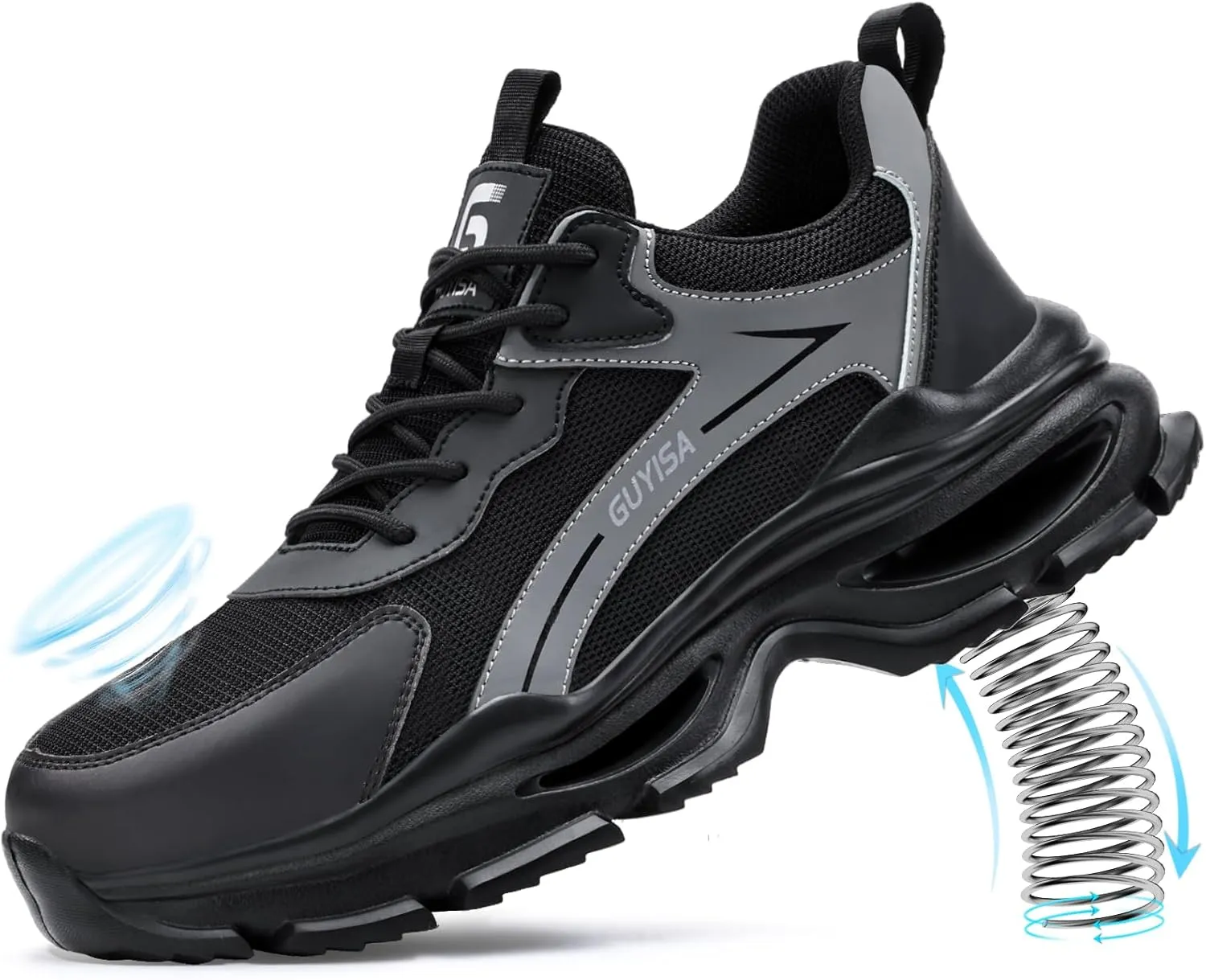 Steel Toe Shoes for Men Women Lightweight Work Shoes Comfortable Steel Toe Sneakers Indestructible Safety Sneakers Construction Tennis Shoe Smash Puncture Proof Unisex