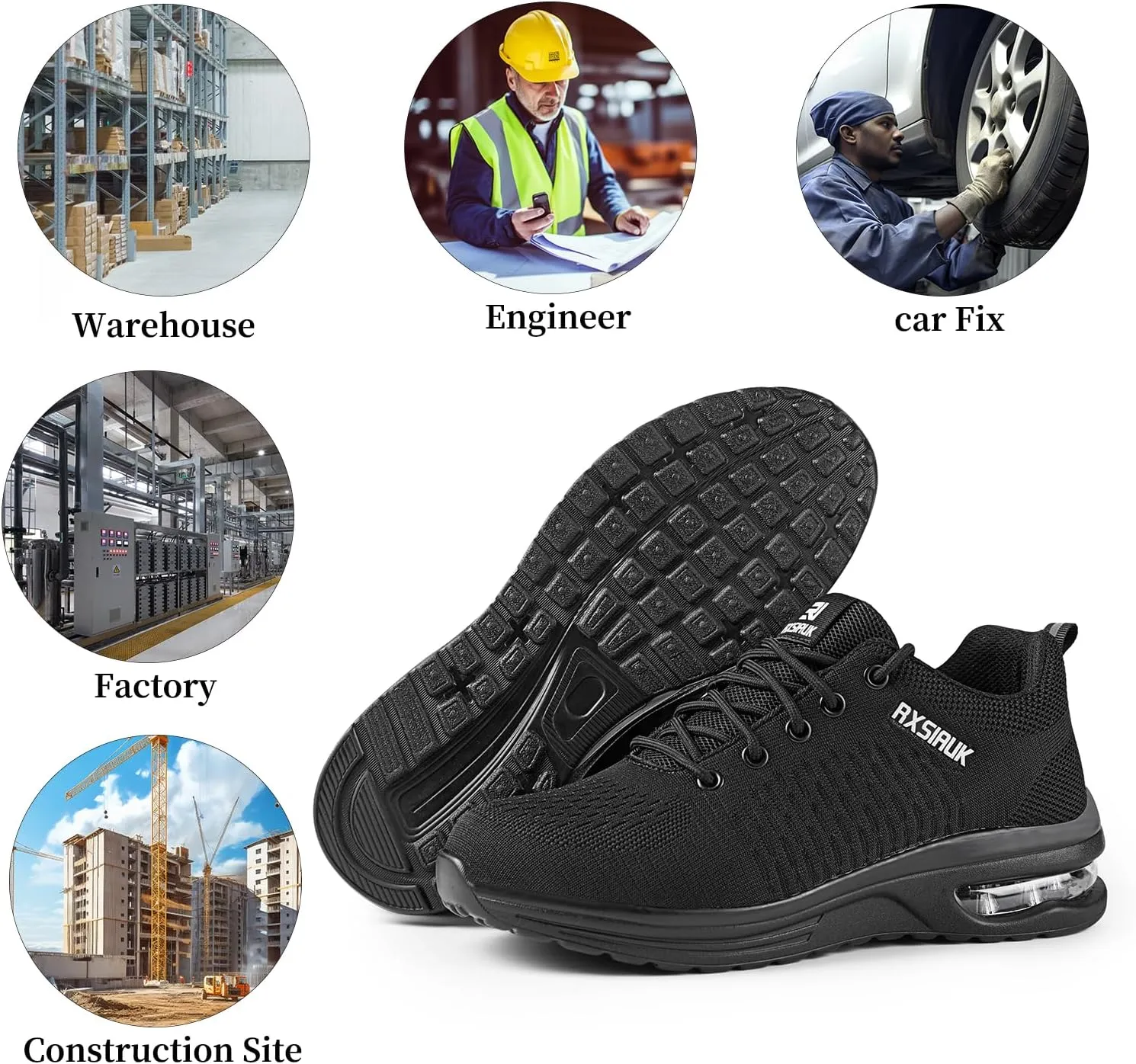 Steel Toe Shoes Men Women Lightweight Comfort Puncture Resistant Slip On Safety Work Shoes