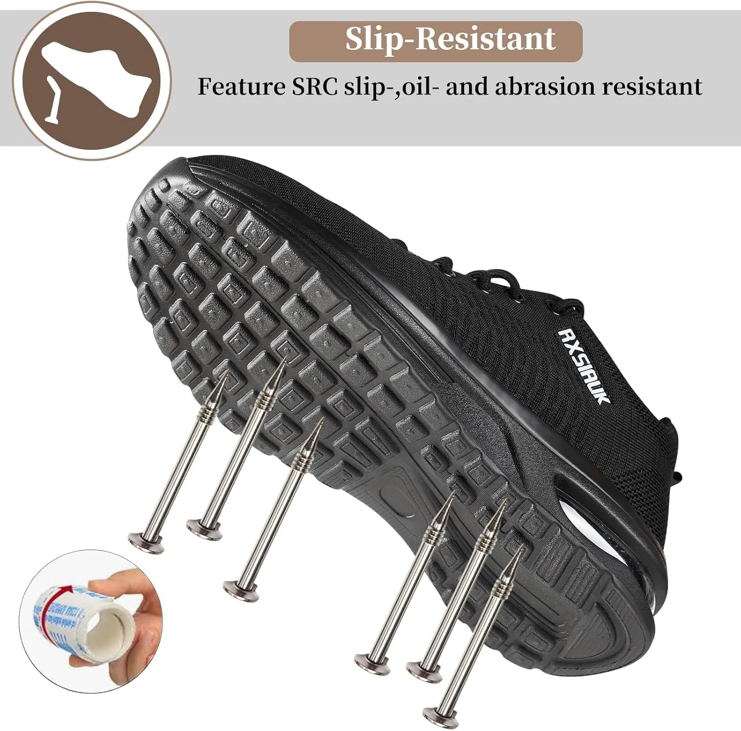 Steel Toe Shoes Men Women Lightweight Comfort Puncture Resistant Slip On Safety Work Shoes