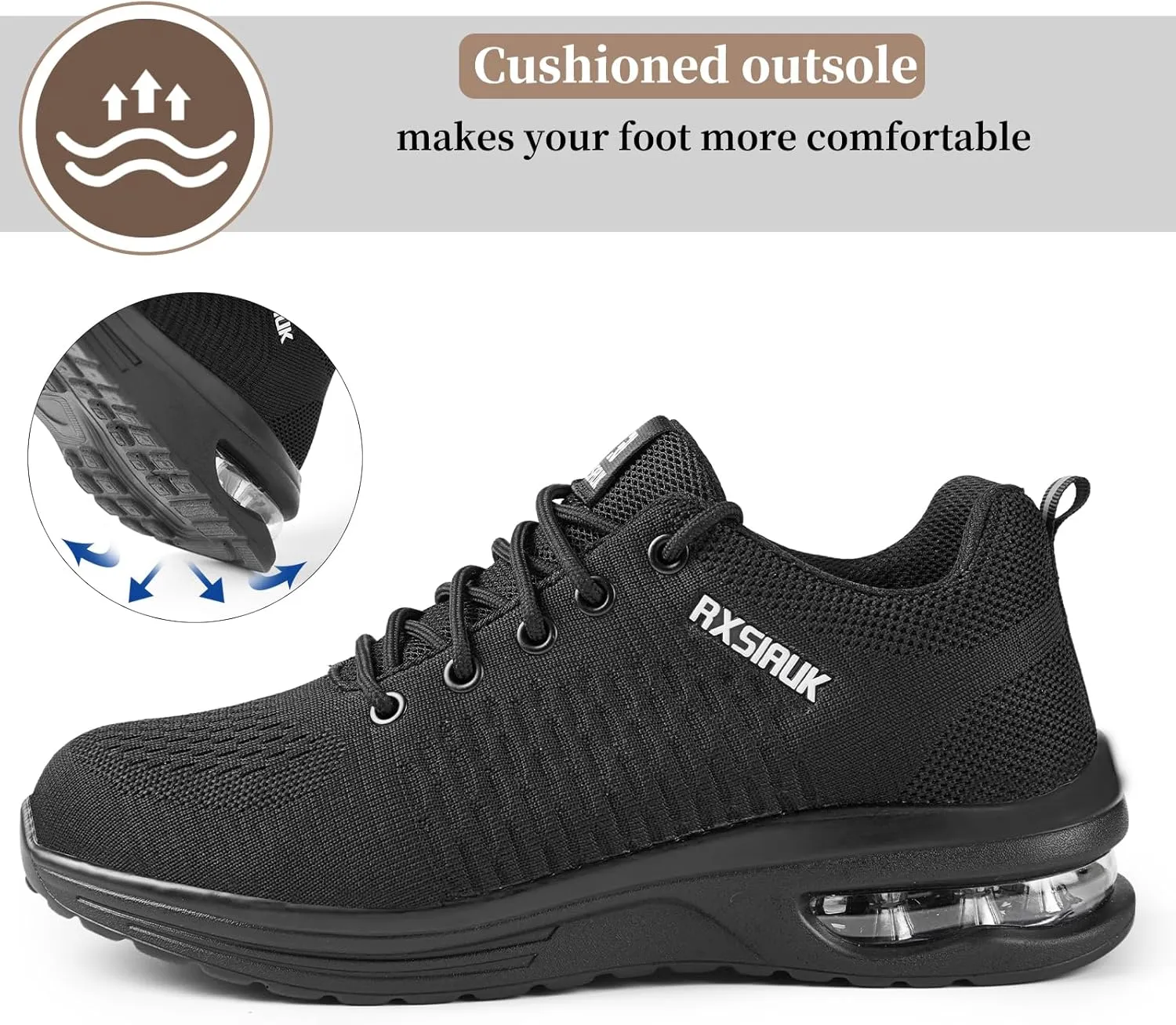 Steel Toe Shoes Men Women Lightweight Comfort Puncture Resistant Slip On Safety Work Shoes