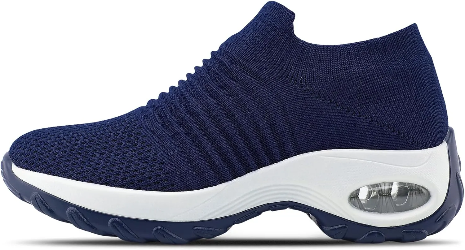 STQ Walking Shoes Women Slip on Sneakers Non Slip Work Air-Cushion Arch Support Tennis Plantar Fasciitis Orthopedic Breathable Mesh Comfortable Ladies Nursing