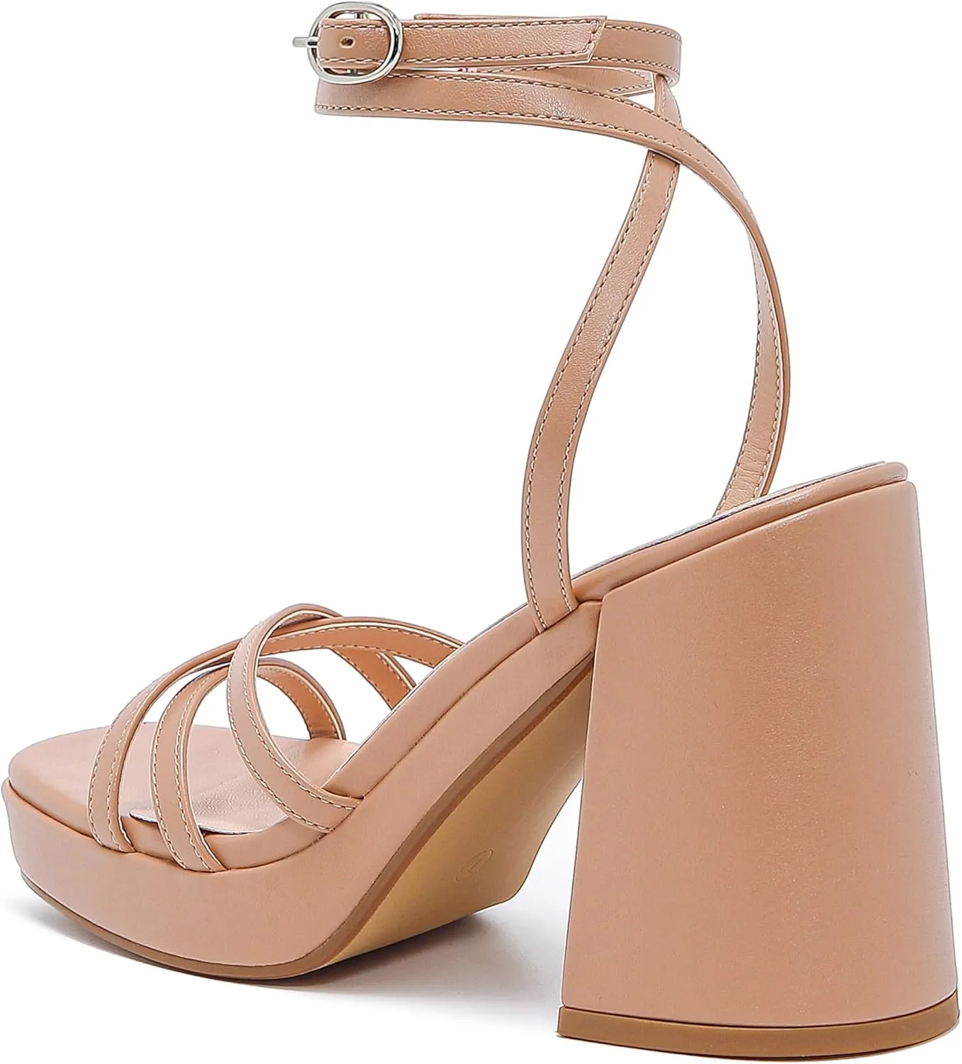 Strappy Platform Heels for Women Heeled Sandals with Lace Up Ankle Strap Square Open Toe Block Heels for Wedding Work Party Prom Dress