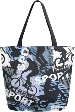 Stylish Extra Large Shoulder Grocery Tote Bag, Abstract Sport Racing Bicycle Canvas Daily Handle Bag for Gym Yoga Weekender Beach Travel Picnic Kitchen Reusable Market Shopping