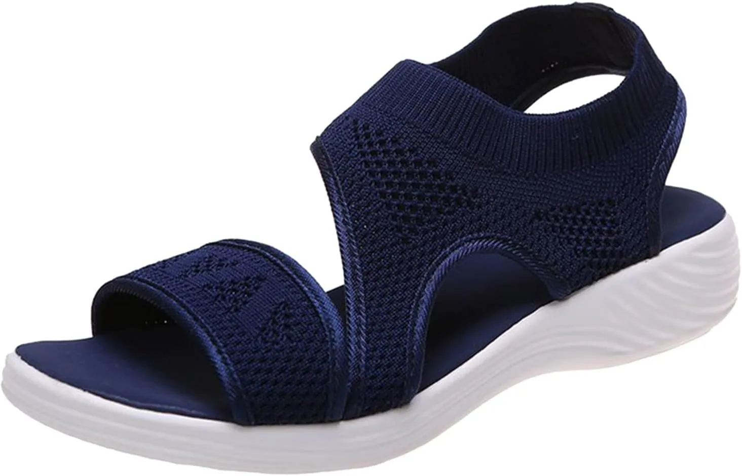 SuanlaTDS Wedge Sandals for Women Comfortable Platform Wedges Open Toe Slip On Breathable Mesh Walking Shoes Flat Slingback Thick Soled Low Heels Outdoor Summer Beach Sandals