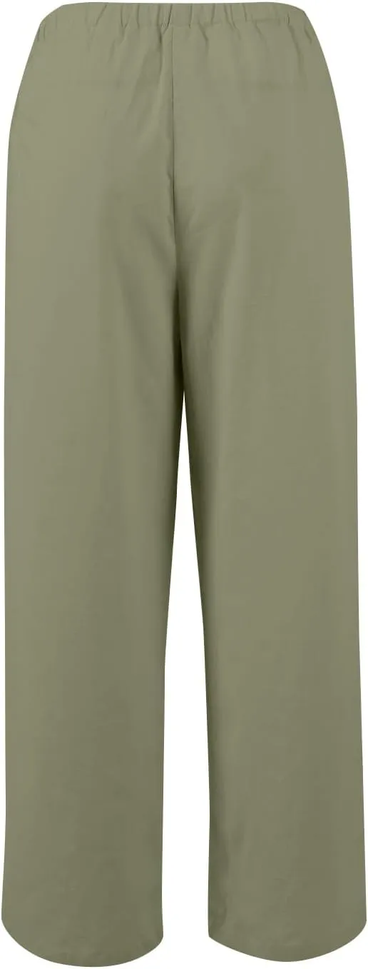 Summer Pants for Women Baggy Linen Elastic 2025 Pants Wide Leg Beach High Waisted with Pocket Solid Outfit Resort Wear
