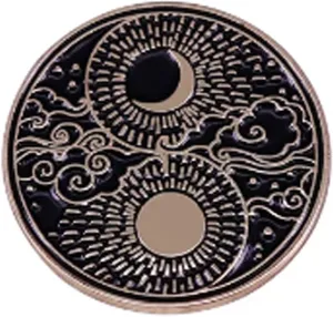 Sun Moon Clouds Stars Sunshine Crescent Luna Yin Yang Enamel Pin Yoga Balance Chinese Taoism Daoism Brooch Decoration