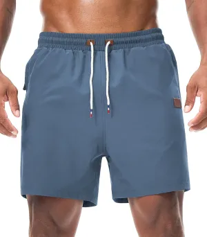 Surenow Mens Casual Shorts Running Gym Shorts Drawstring Elastic Waist Shorts Stretch Summer Beach Shorts with Zipper Pockets