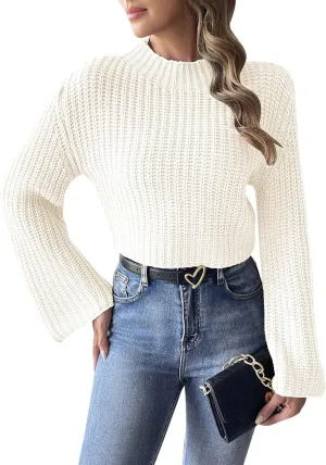 Sweater for Women Dressy Casual Long Sleeve Cable Knit Sweater Jumper Crewneck Pullover Soft Fall Trendy Outfits