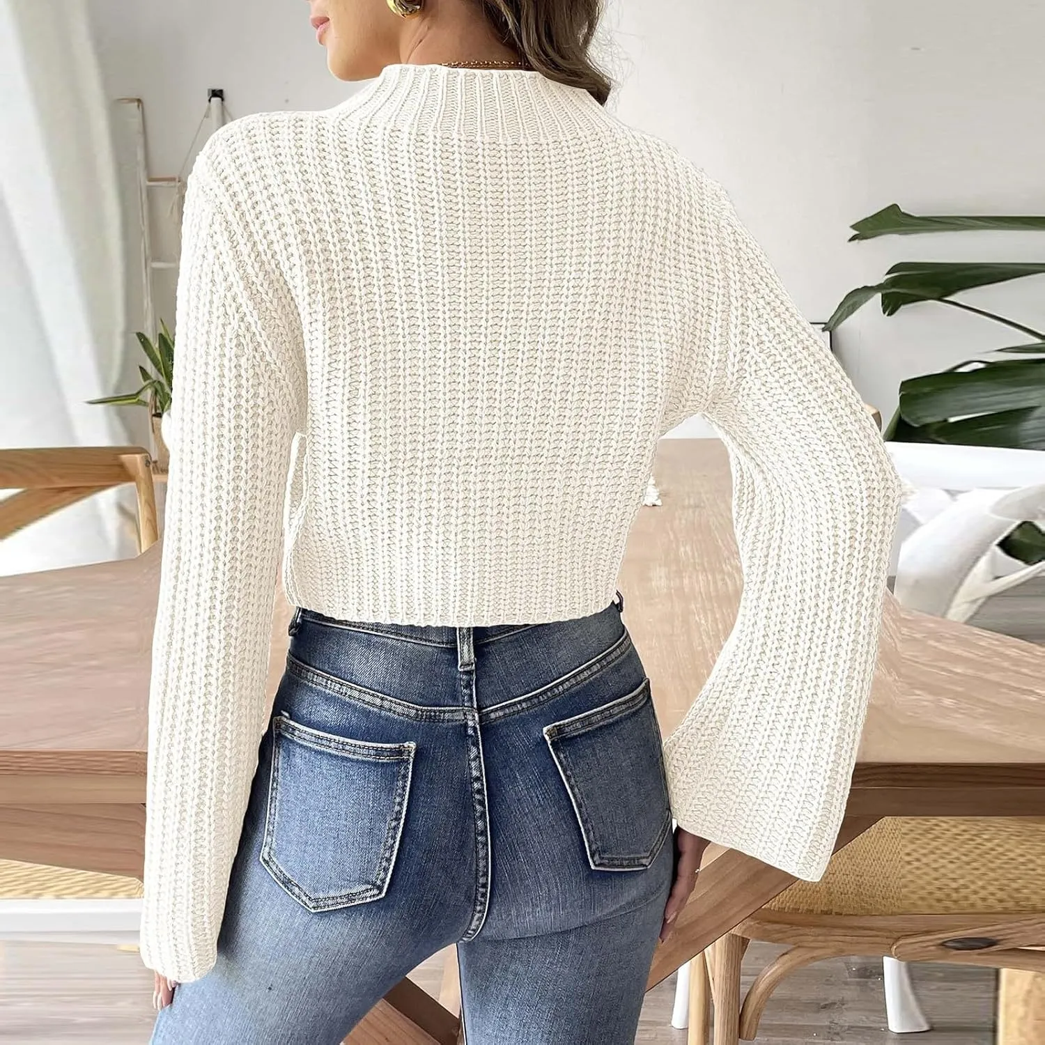 Sweater for Women Dressy Casual Long Sleeve Cable Knit Sweater Jumper Crewneck Pullover Soft Fall Trendy Outfits