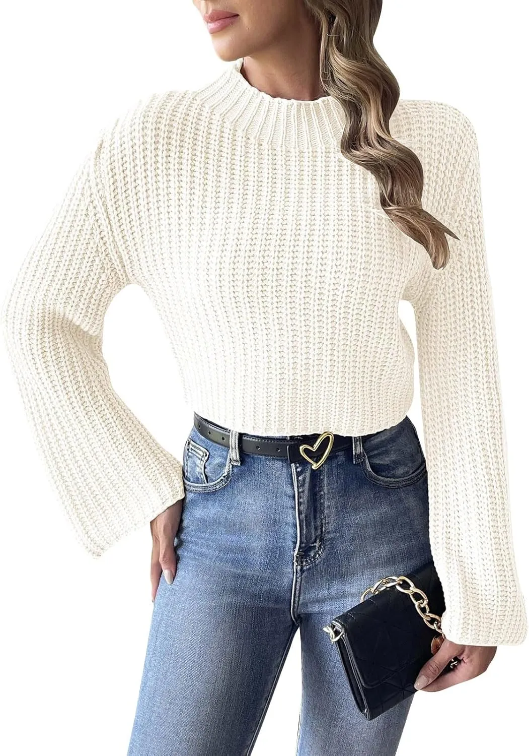 Sweater for Women Dressy Casual Long Sleeve Cable Knit Sweater Jumper Crewneck Pullover Soft Fall Trendy Outfits