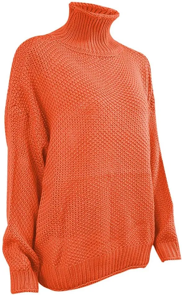 Sweater for Women Solid Long Sleeve Turtleneck Cable Knitted Casual Comfort Pullover Sweaters Fall Winter Warm Tops