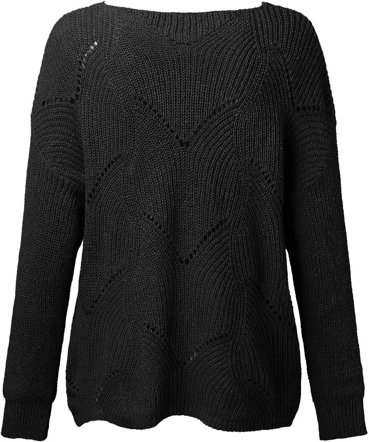 Sweaters for Women Fall Winter Striped Crewneck Knit Long Sleeve Casual Loose Hollow Out Vintage Pullover Top 2024