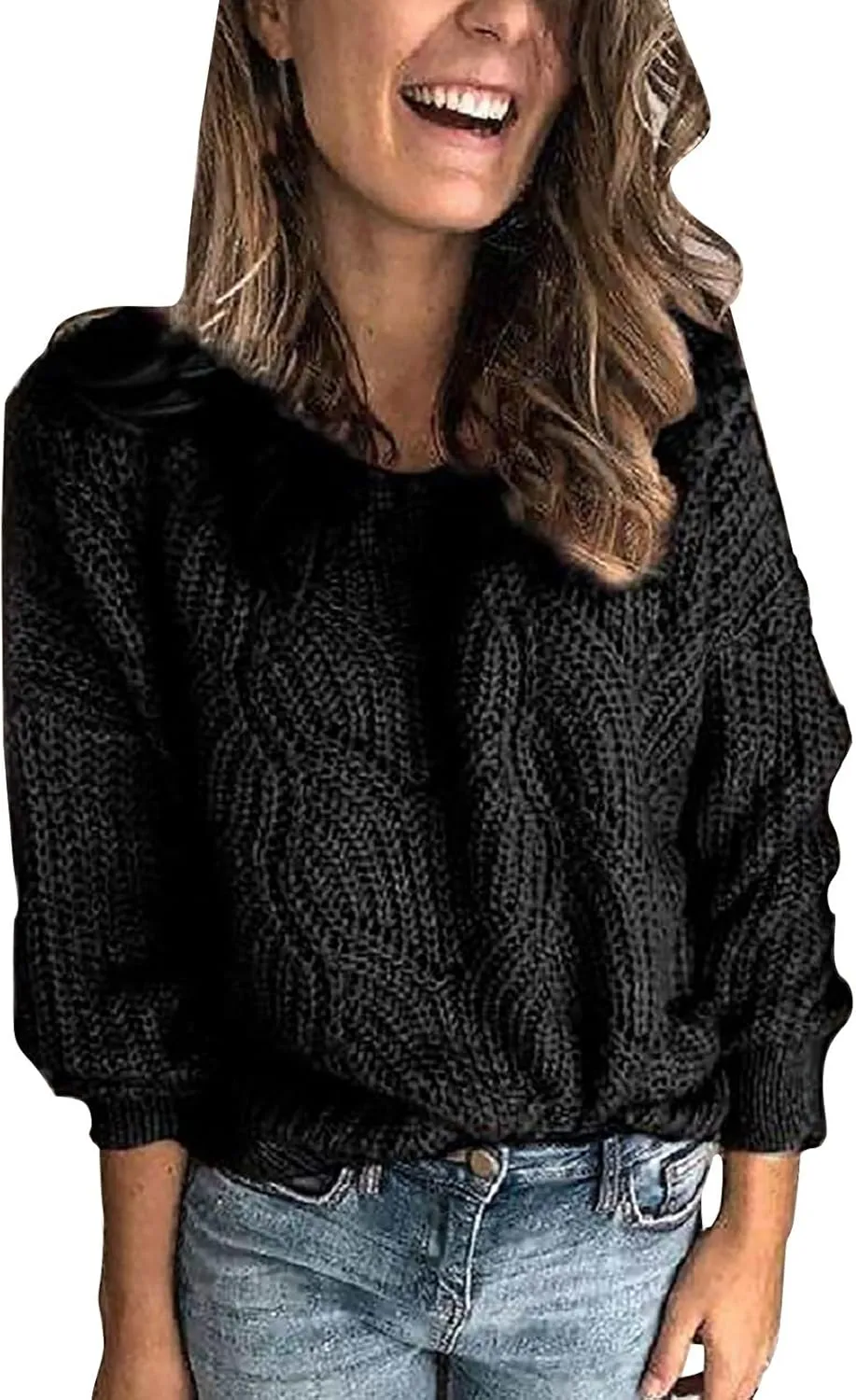 Sweaters for Women Fall Winter Striped Crewneck Knit Long Sleeve Casual Loose Hollow Out Vintage Pullover Top 2024
