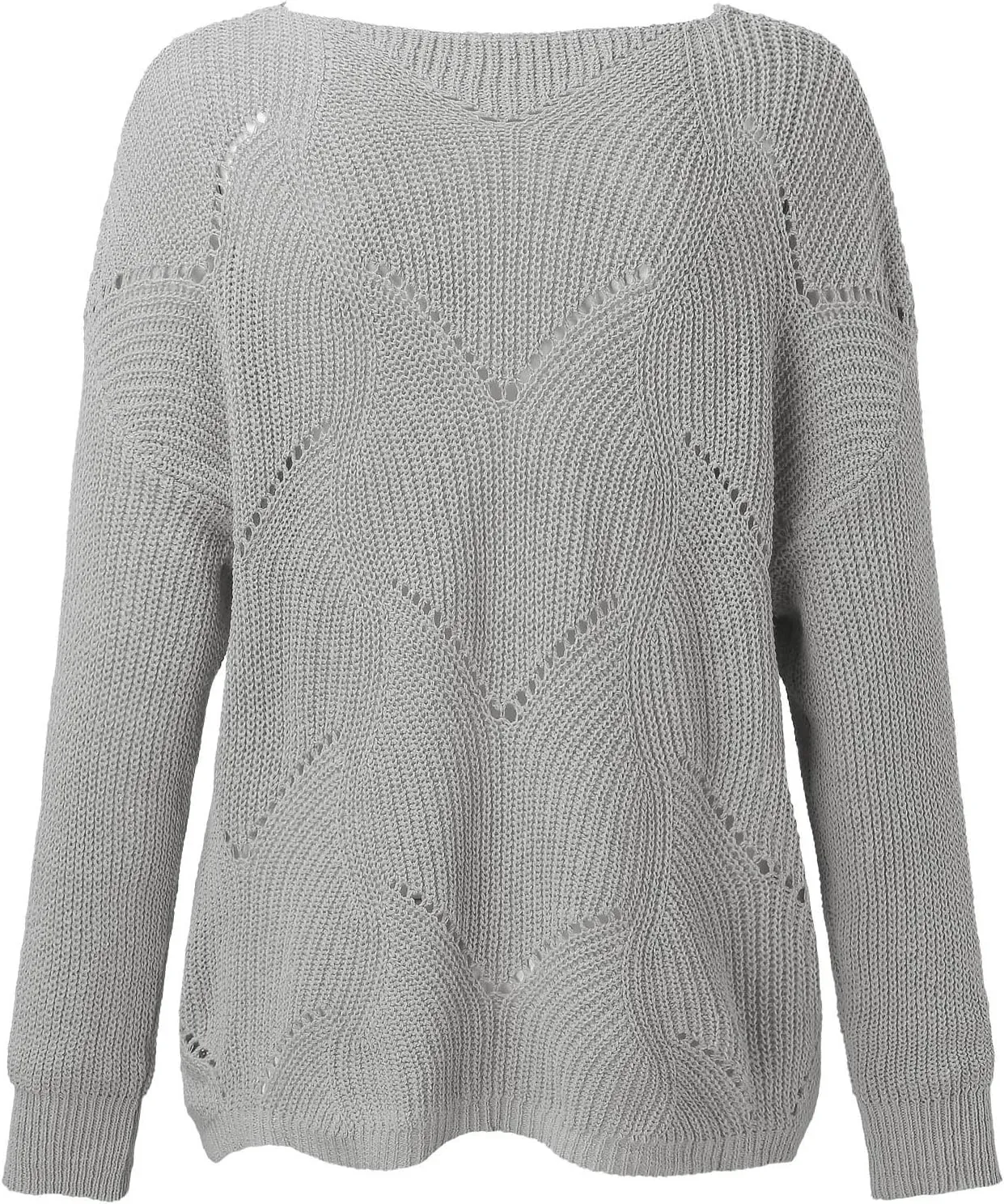 Sweaters for Women Fall Winter Striped Crewneck Knit Long Sleeve Casual Loose Hollow Out Vintage Pullover Top 2024